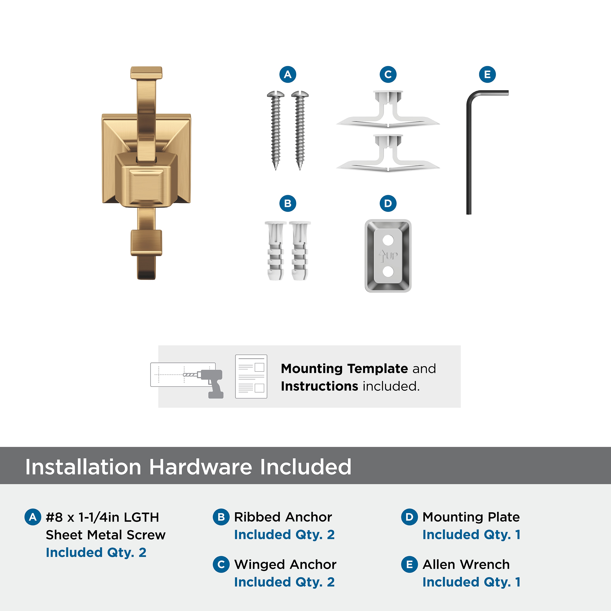 Colgador de Toallas de Pared Individual en Bronce Champagne - Amerock Mulholland BH36020CZ