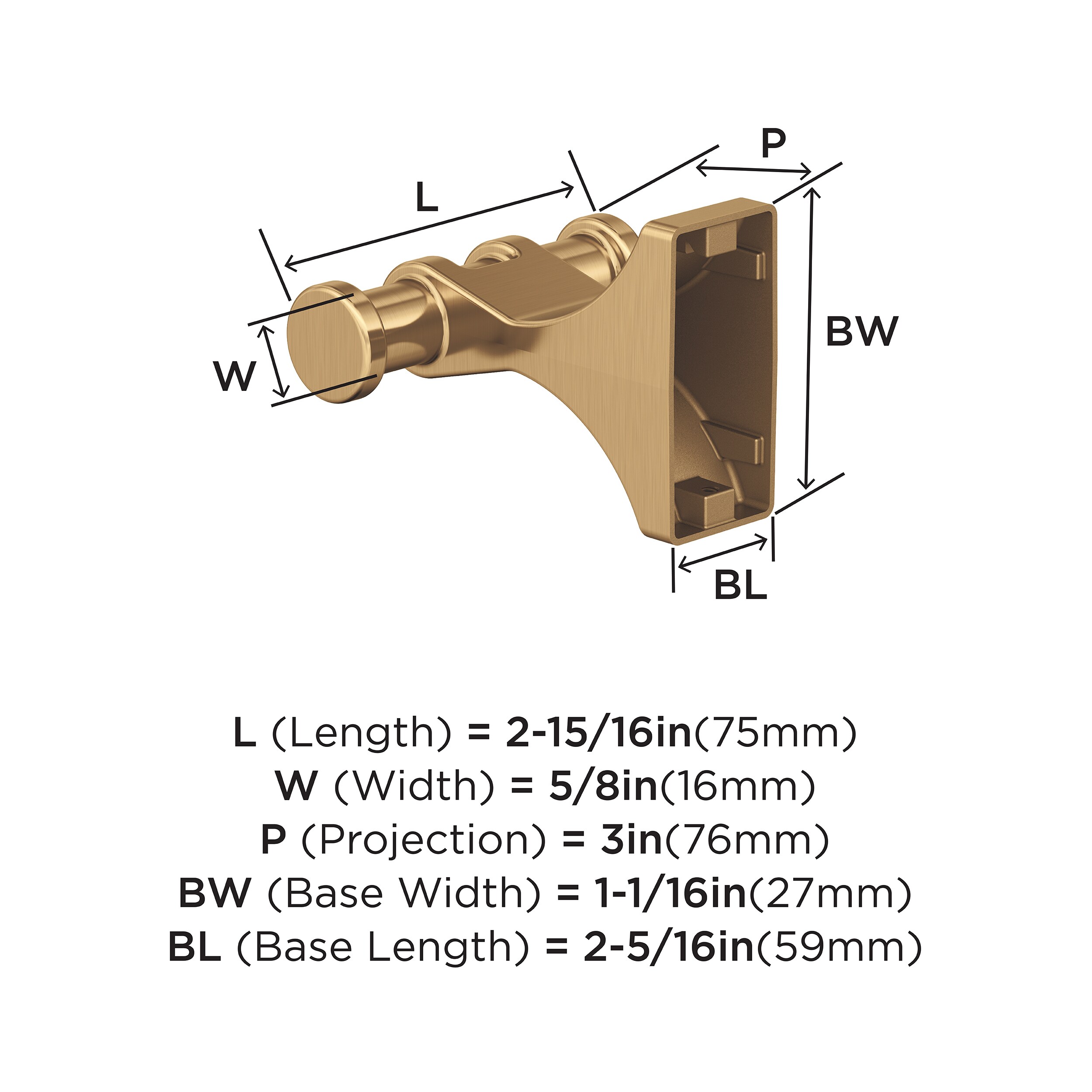 Amerock Davenport Champagne Bronze Gancho Doble para Toallas de Montaje en Pared BH36050CZ