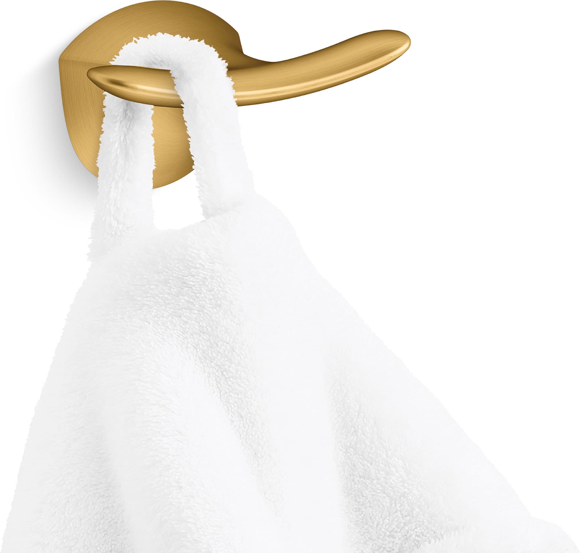 Gancho de toalla de montaje en pared KOHLER Avail en latón moderno cepillado vibrante de un solo gancho
