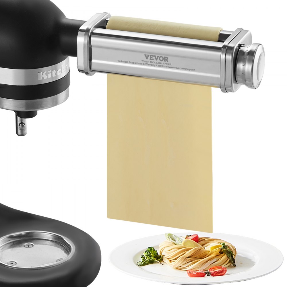 VEVOR Pasta Attachment for KitchenAid Stand Mixer, Stainless Steel Pasta Sheet Roller Attachment, Pasta Maker Machine Accessory with 8 Adjustable Thickness Knob, KitchenAid Pasta Attachment by VEVOR - YDLMGL1JT00046BE1V0