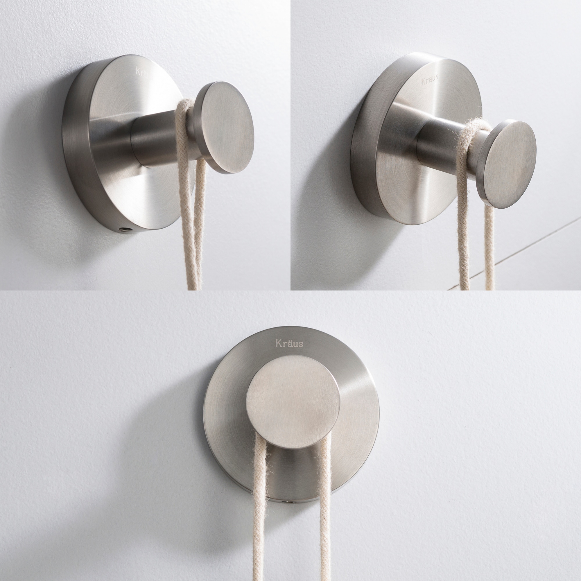 Percha para toallas de montaje en pared de níquel cepillado Kraus Elie - Gancho único KEA-18801BN