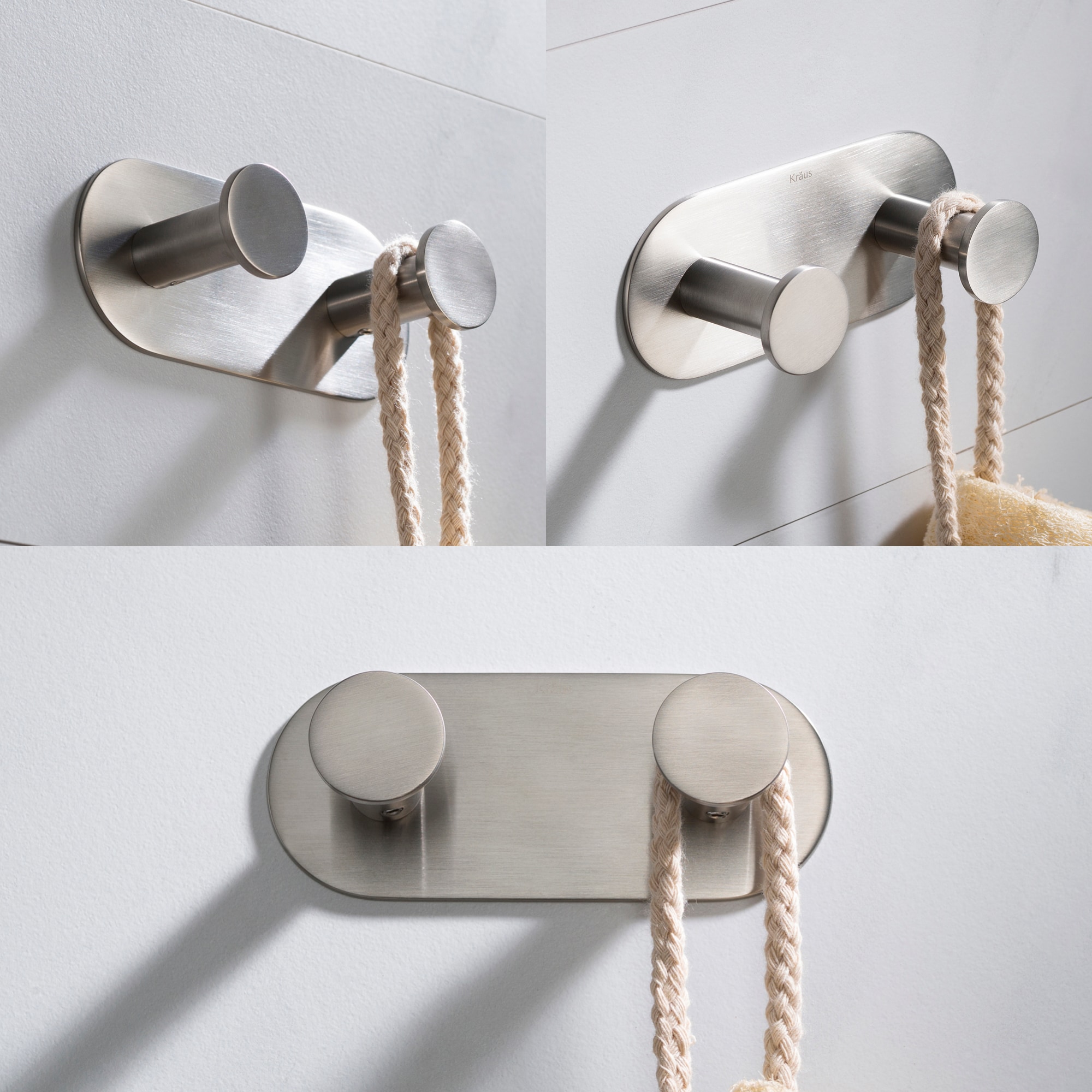 Percha doble de montaje en pared en níquel cepillado Kraus Elie