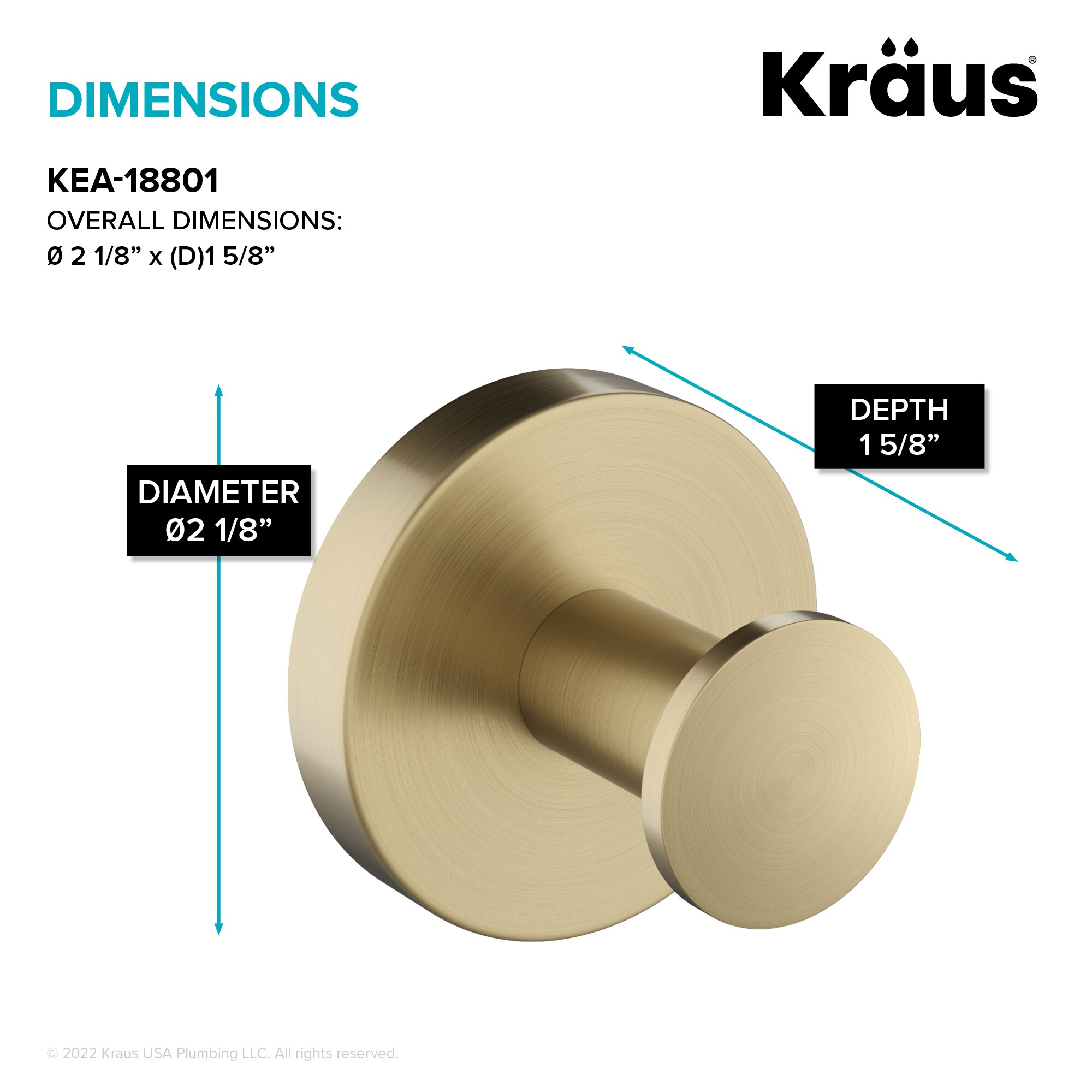 Gancho de Toalla de Montaje en Pared Kraus Elie en Acabado Dorado Cepillado