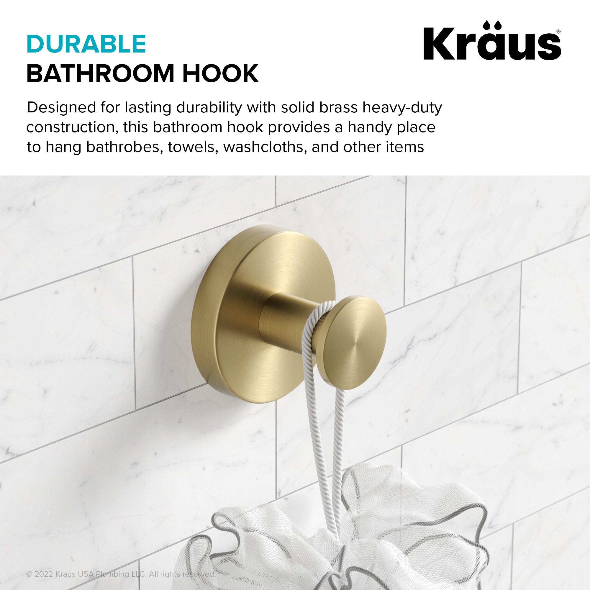 Gancho de Toalla de Montaje en Pared Kraus Elie en Acabado Dorado Cepillado