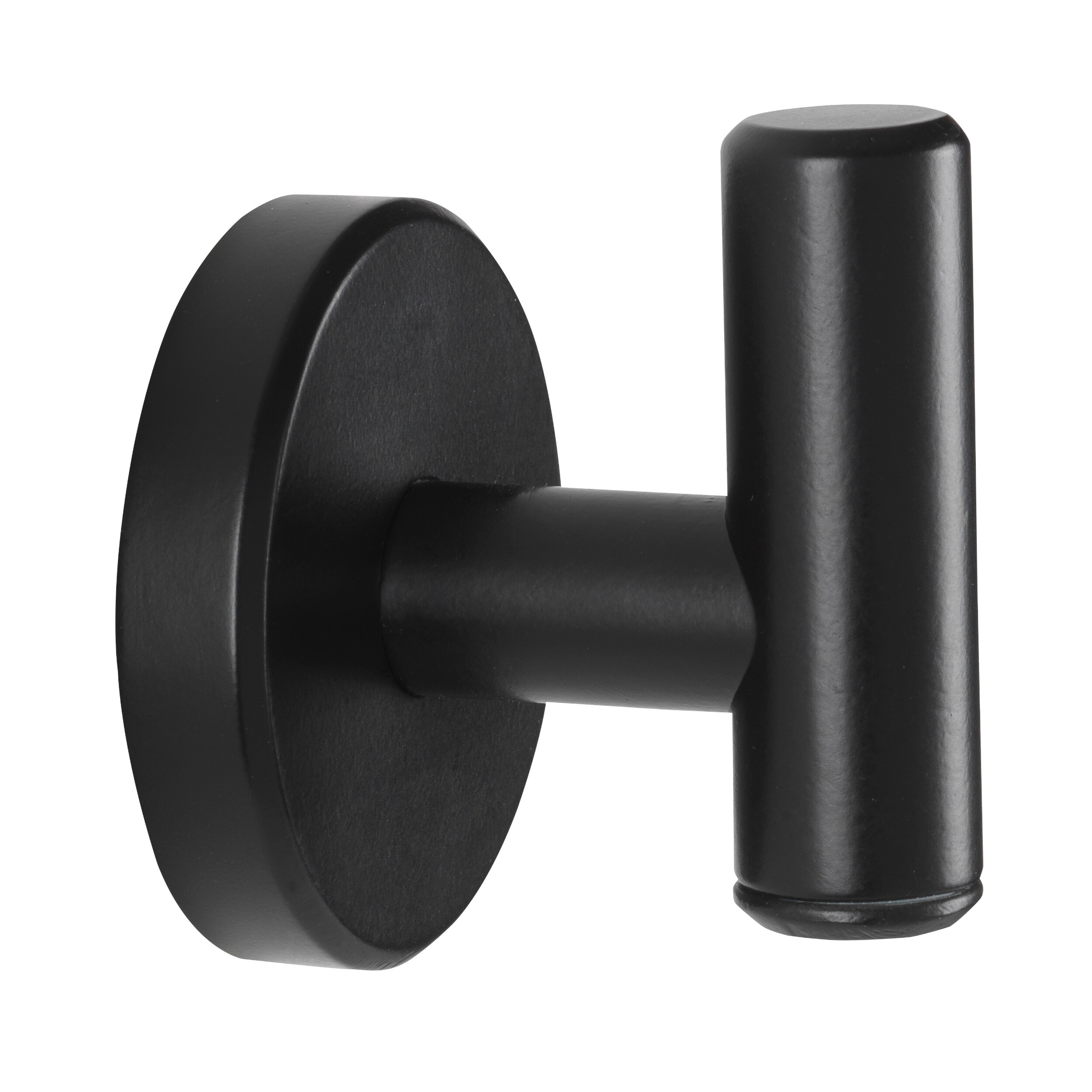 Colgador de toalla de pared allen + roth Harlow en negro mate con un solo gancho.
