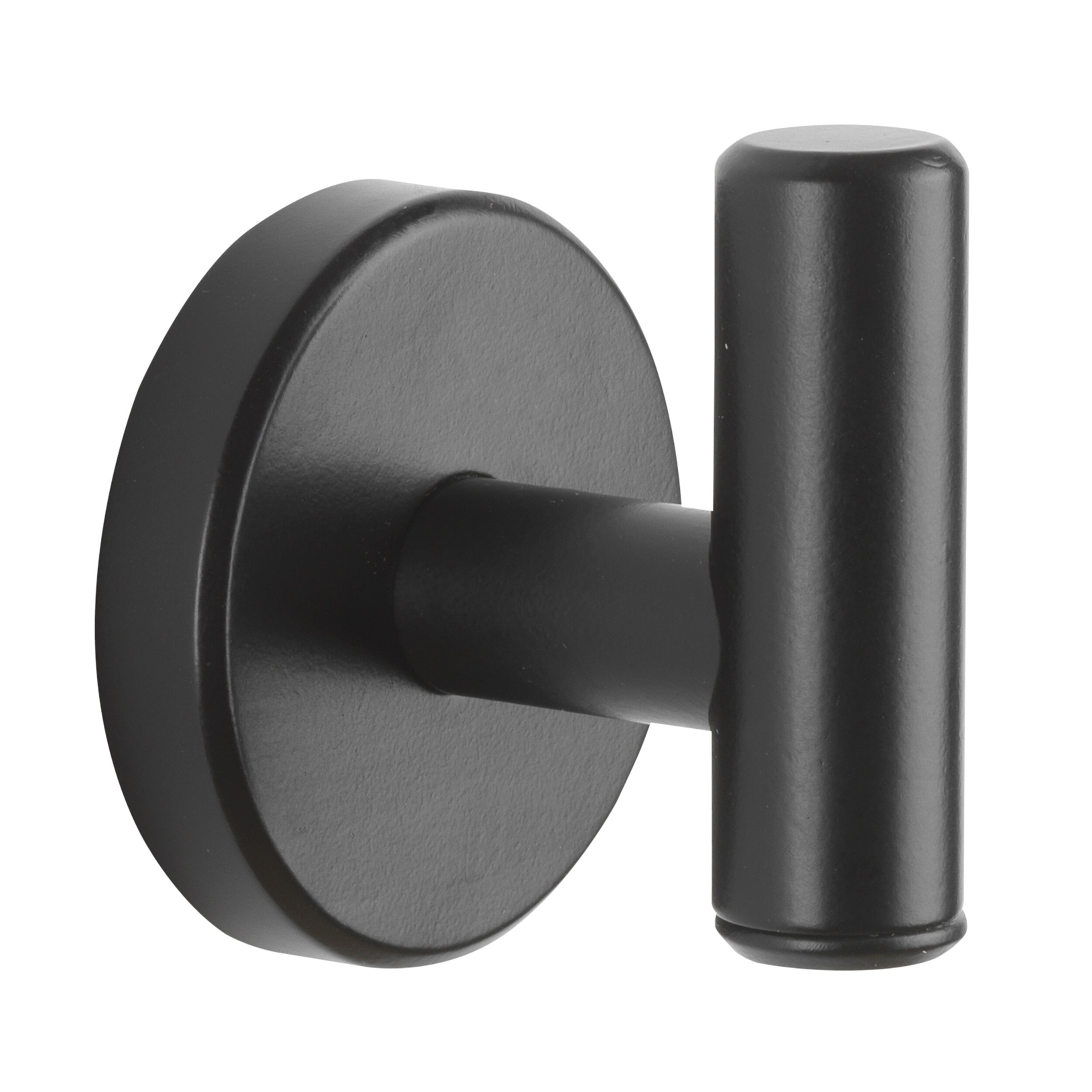 Colgador de toalla de pared allen + roth Harlow en negro mate con un solo gancho.