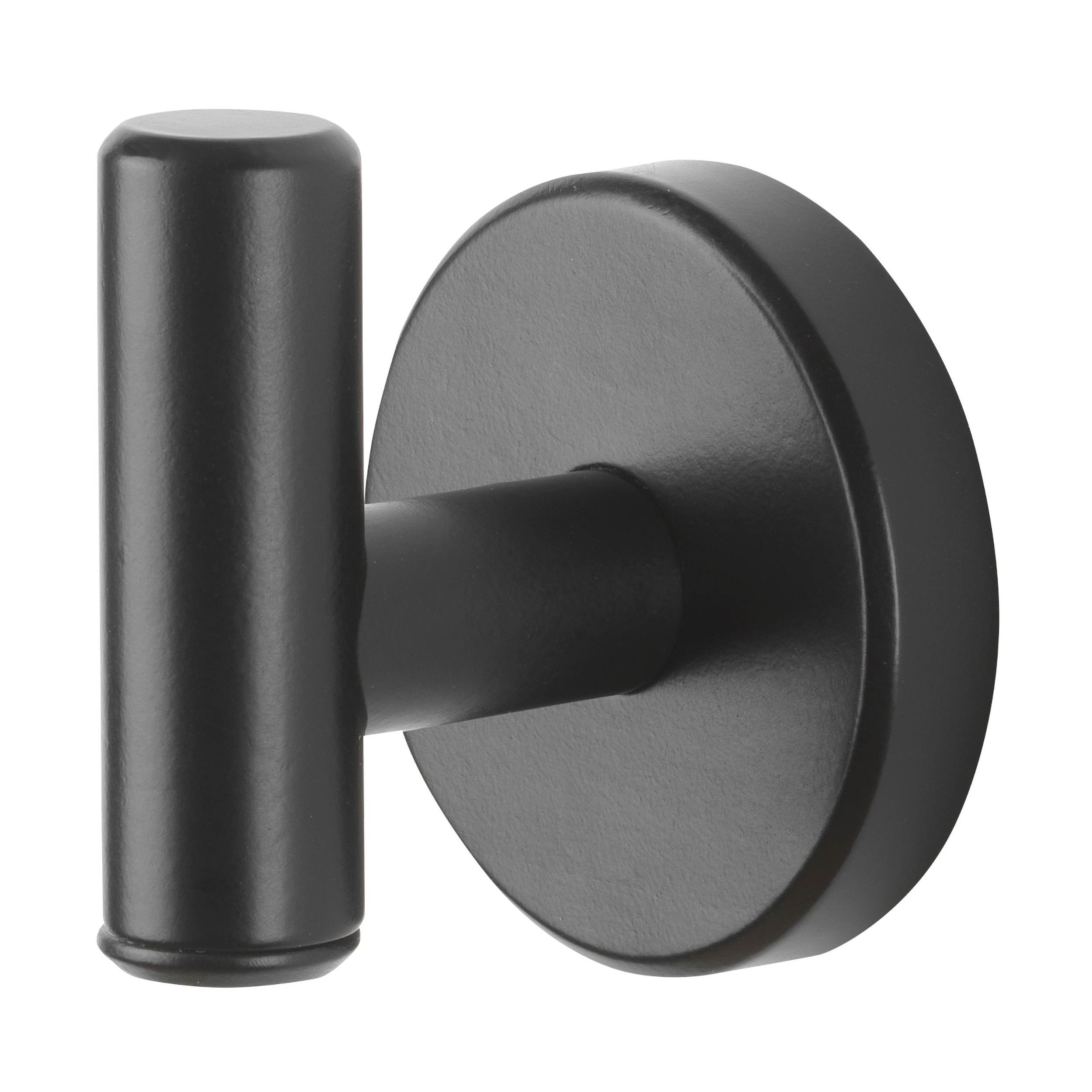 Colgador de toalla de pared allen + roth Harlow en negro mate con un solo gancho.