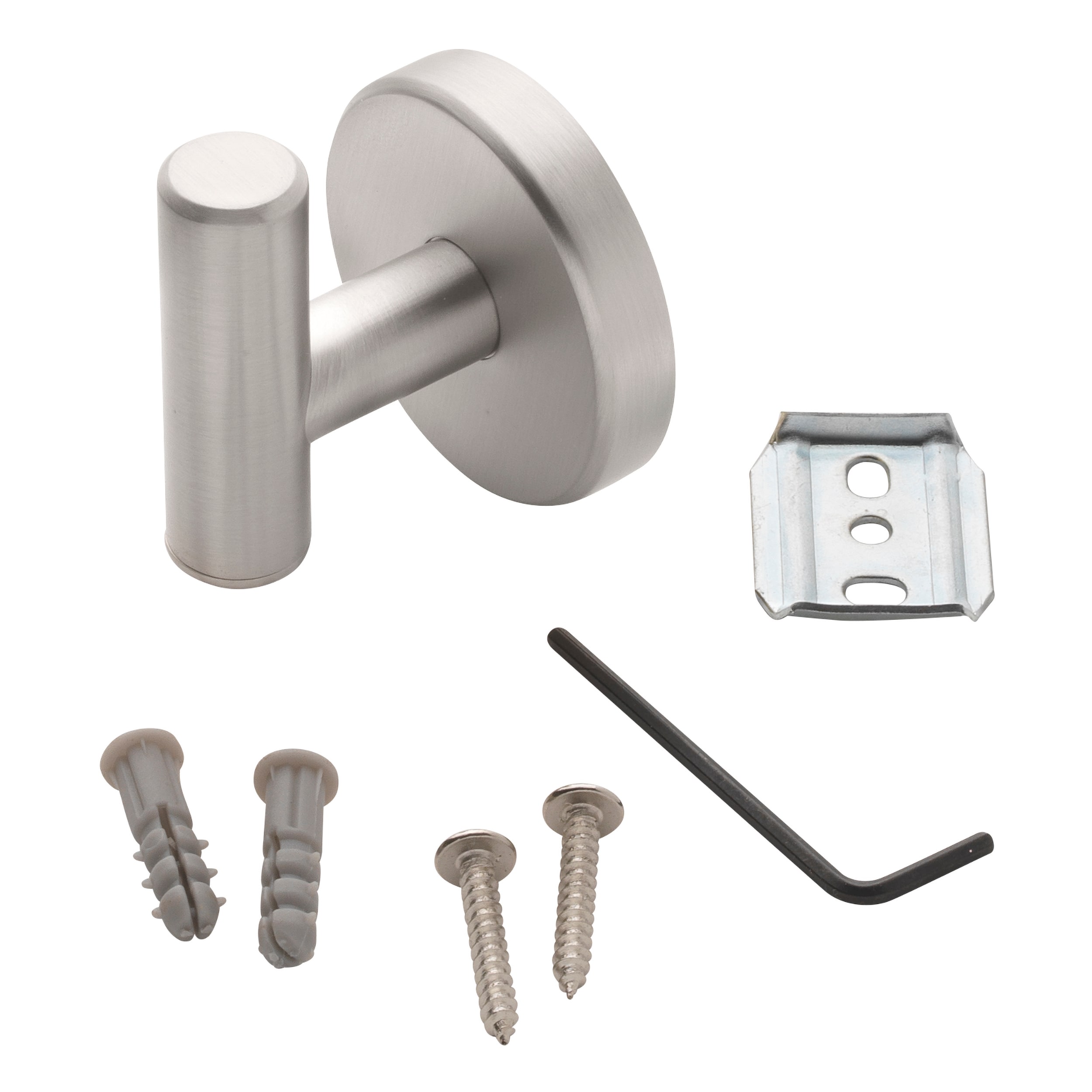 Percha para toalla de pared de un solo gancho en níquel cepillado Harlow de allen + roth