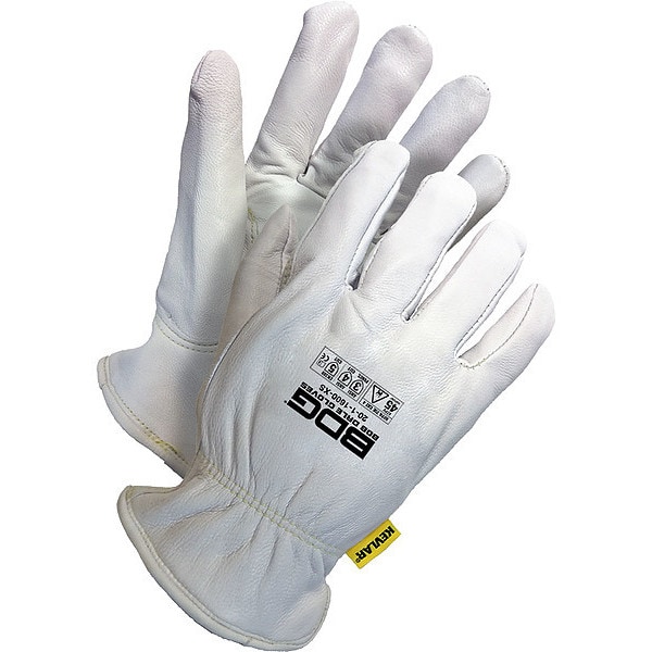 Guantes de piel Bdg, Nivel de corte A4, Blanco / Blanco, L - 20-1-1600-L-K