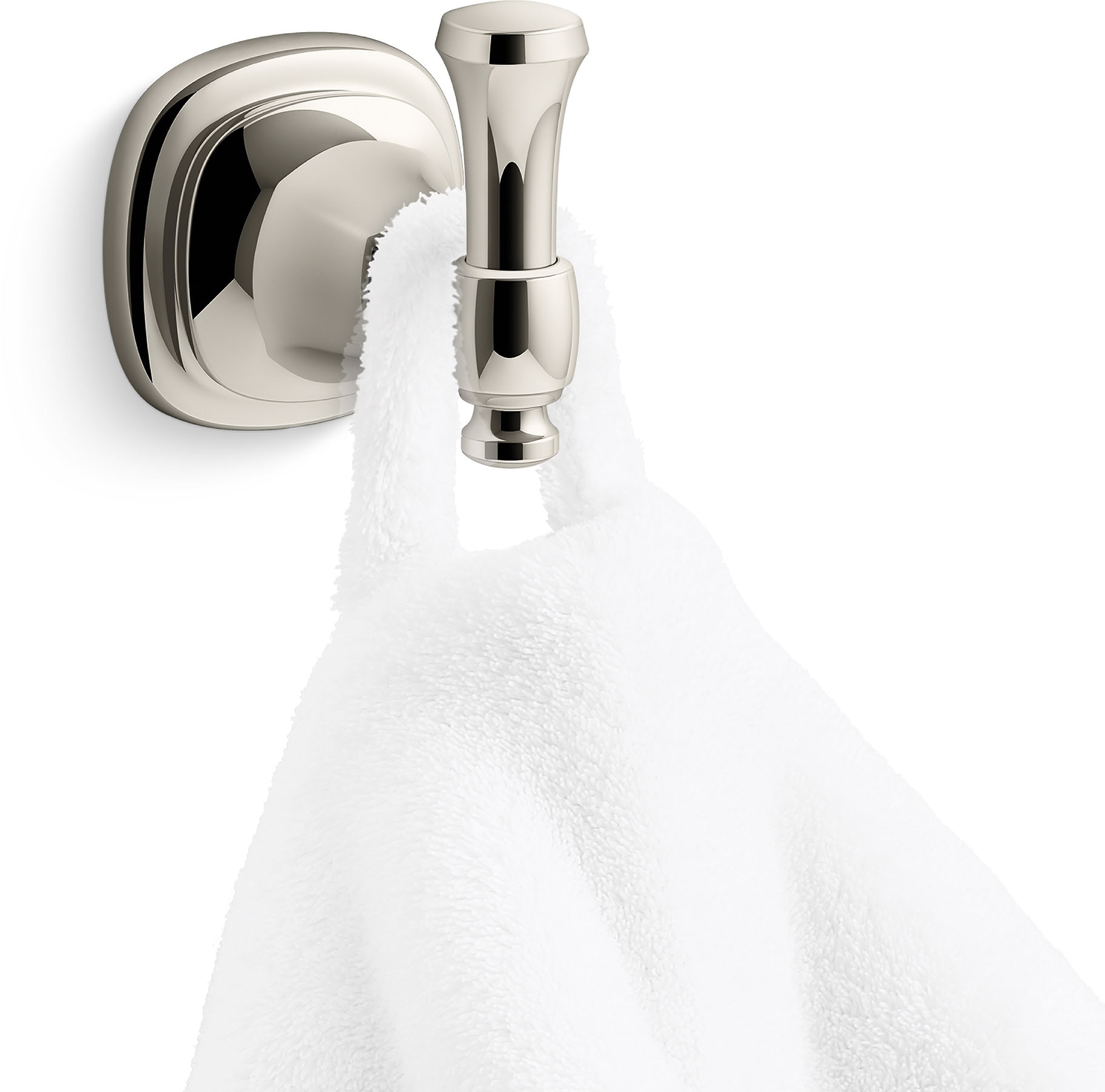 GANCHO DE TOALLA DE PARED DE UN SOLO GANCHO BRILLANTE DE NÍQUEL PULIDO KOHLER Florez R27907-SN