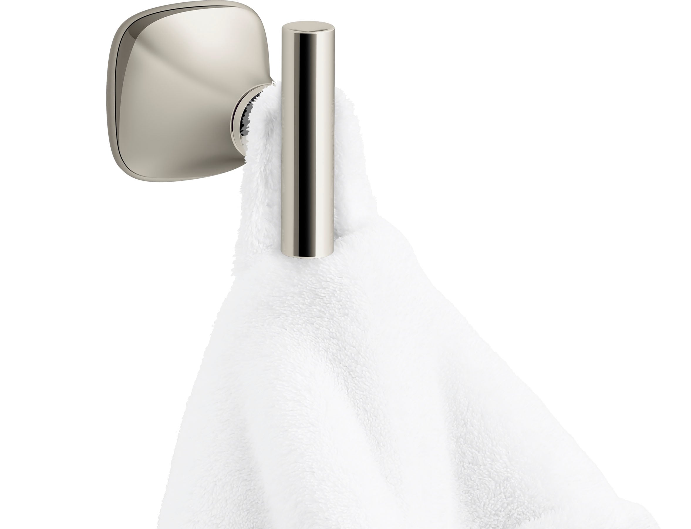 Gancho para toalla de montaje en pared de níquel pulido vibrante KOHLER Rill de un solo gancho R28012-SN