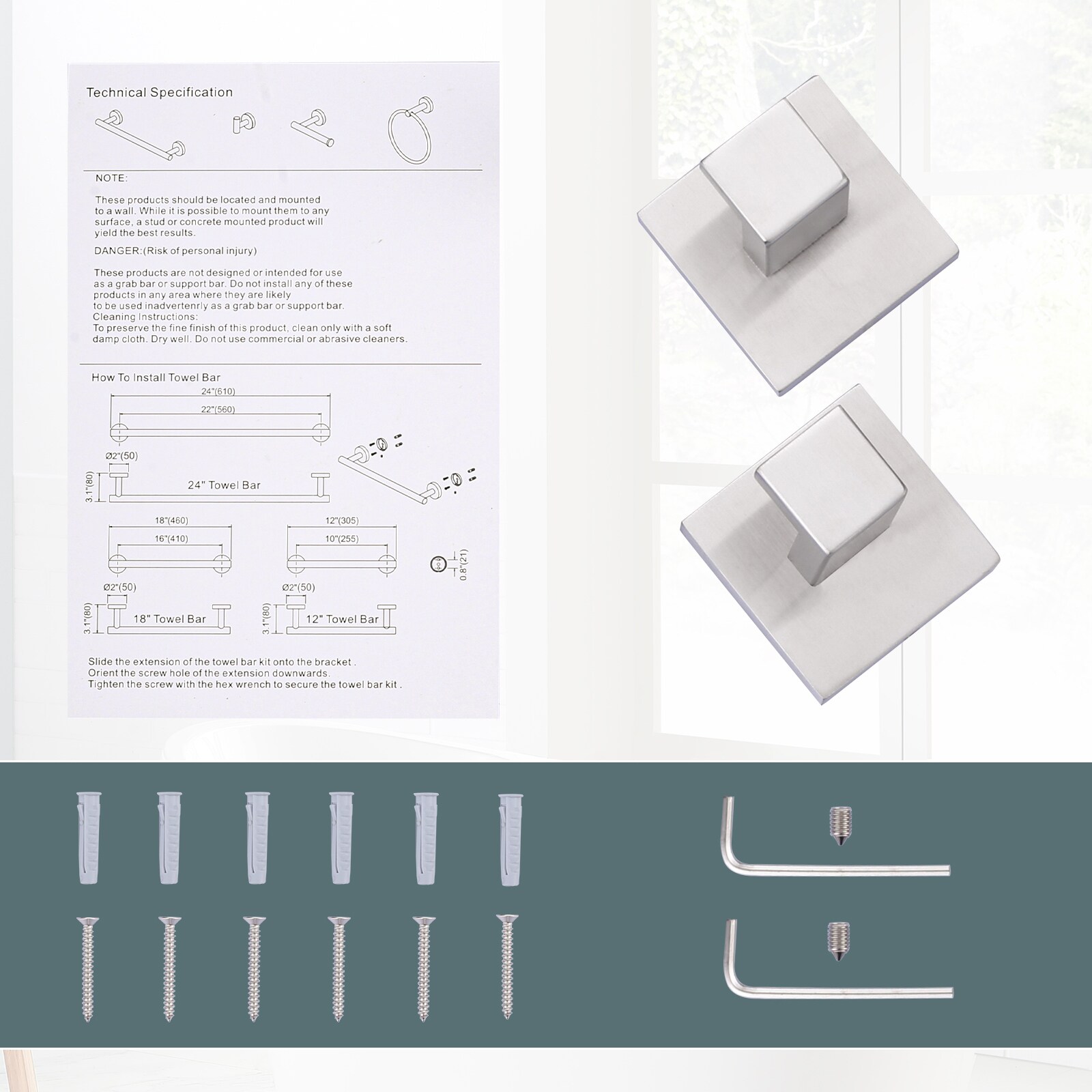 Doble Gancho de Pared para Toallas en Níquel Cepillado WOWOW 4060101X2-LW