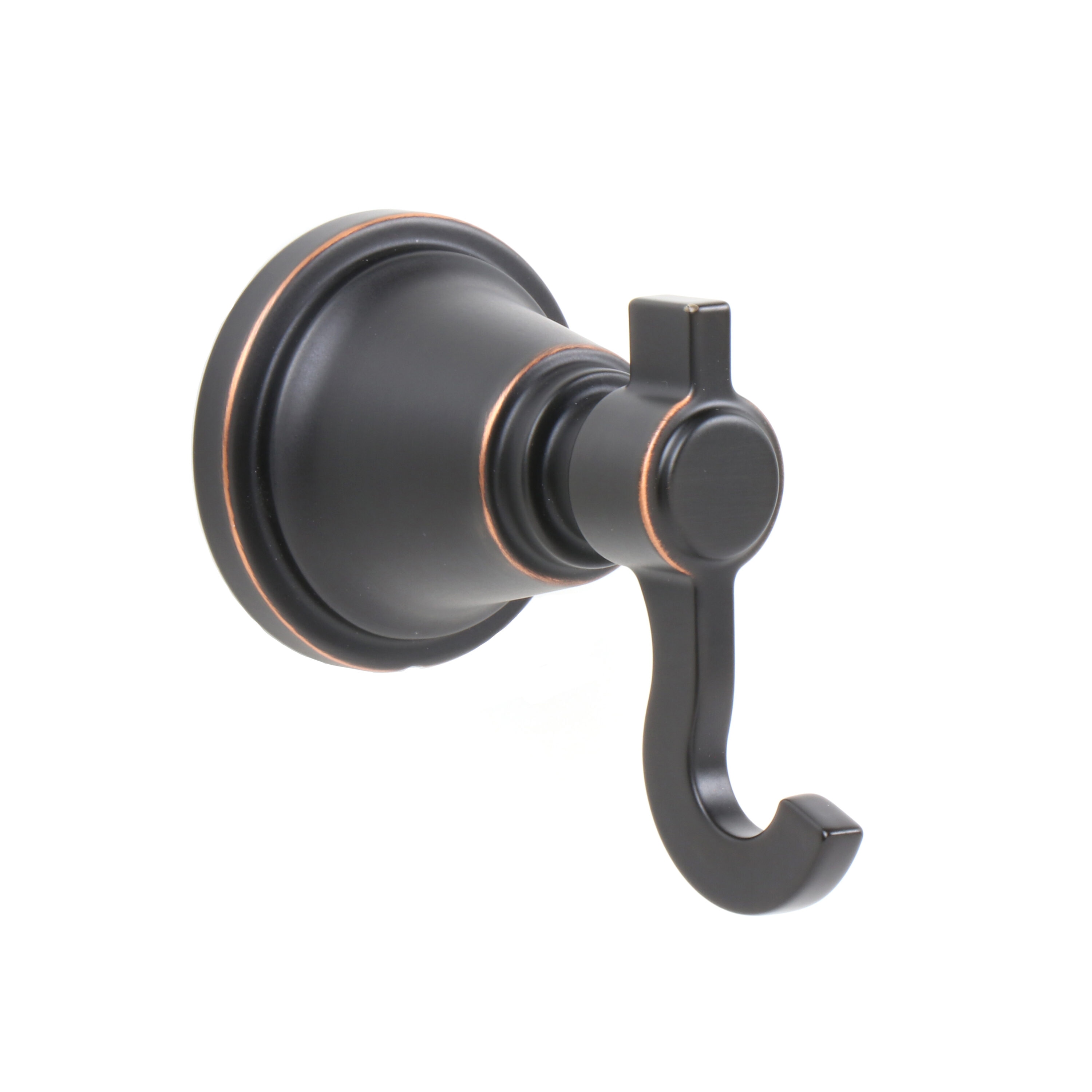 Gancho doble para toalla para montar en la pared Townley de allen + roth en color bronce aceitado.
