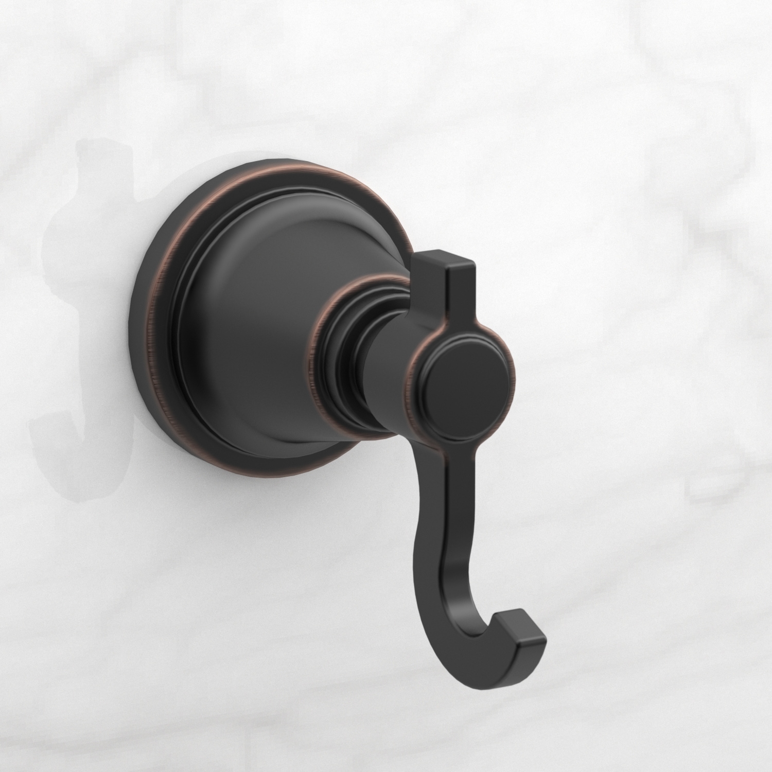 Gancho doble para toalla para montar en la pared Townley de allen + roth en color bronce aceitado.