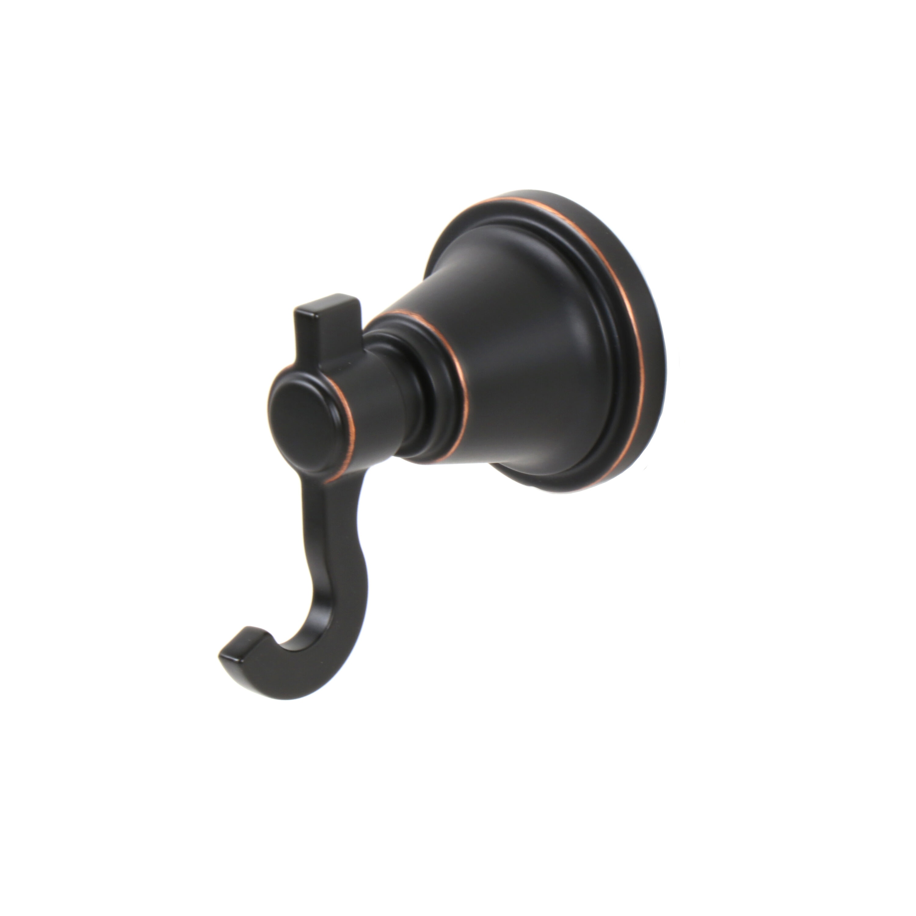 Gancho doble para toalla para montar en la pared Townley de allen + roth en color bronce aceitado.
