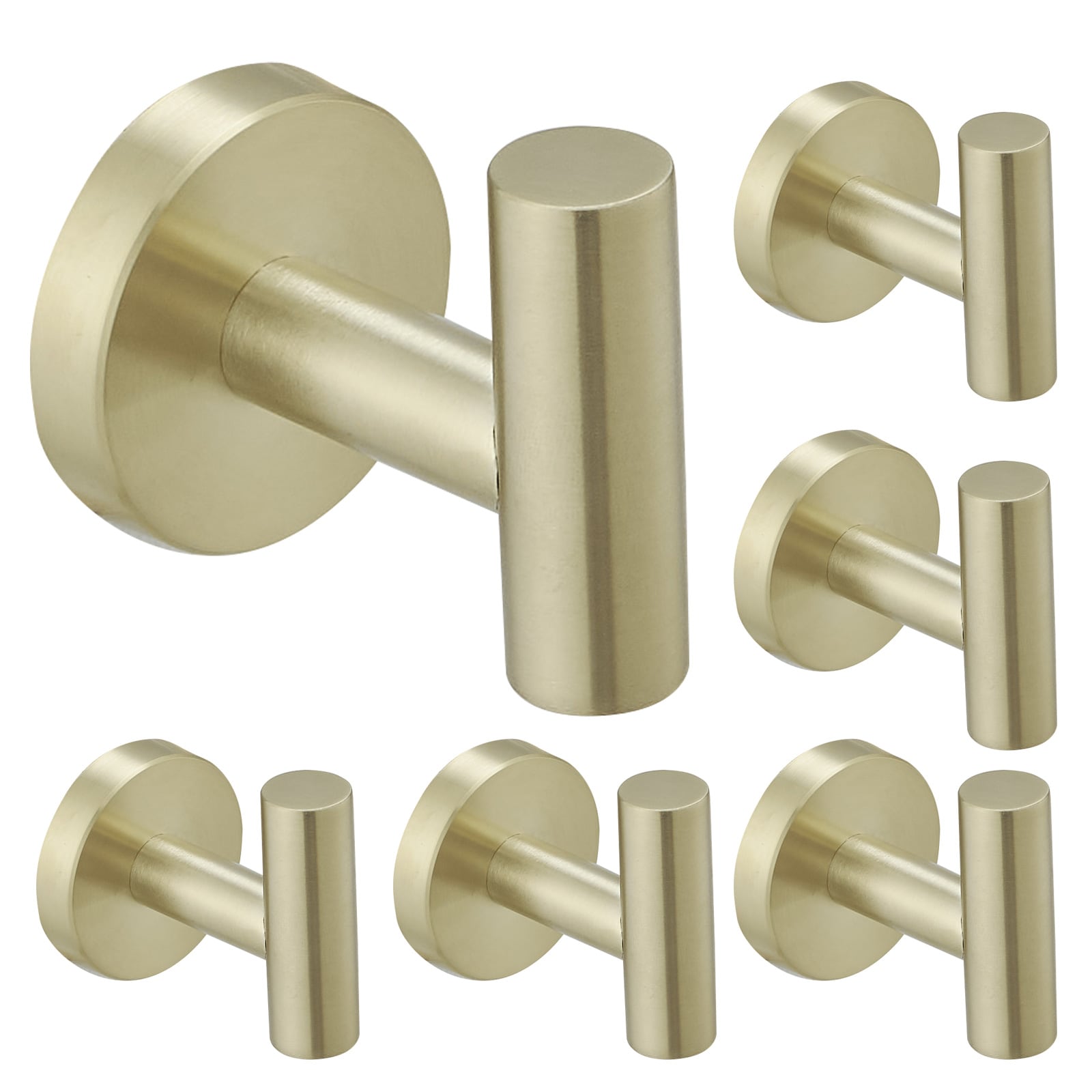 Gancho para Toallas de Montaje en Pared en Dorado Cepillado con 6 Ganchos - A-91004-6-BG-1