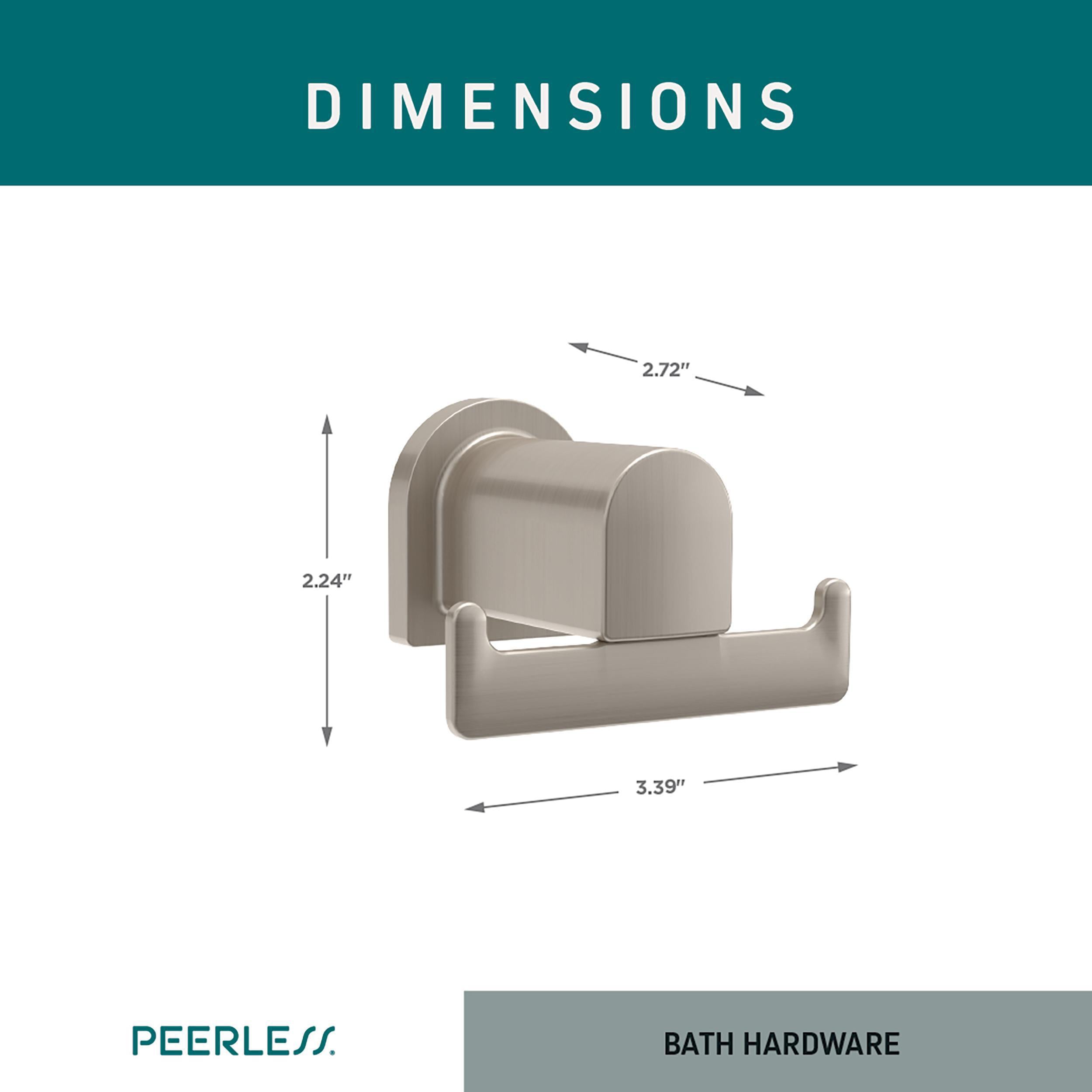 Percha doble de pared Peerless Xander en níquel cepillado con tecnología Spotshield