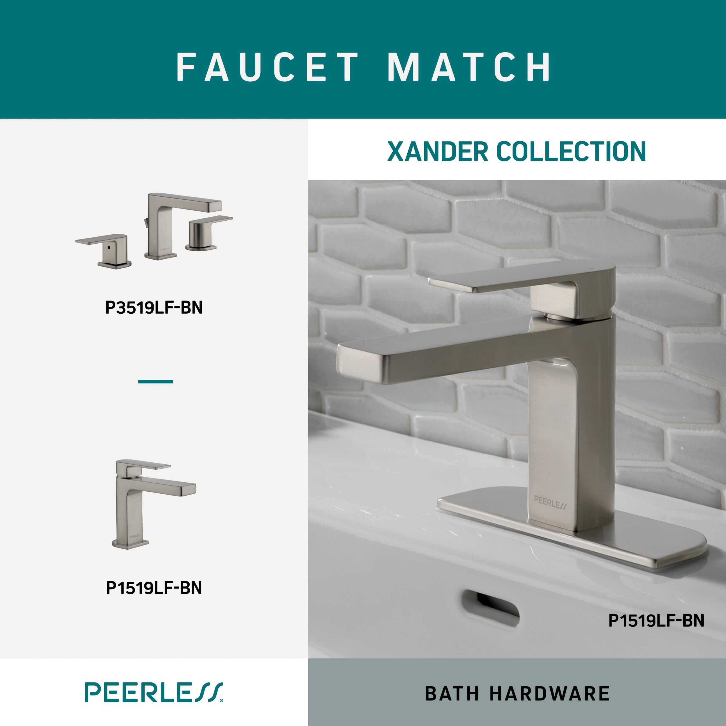 Percha doble de pared Peerless Xander en níquel cepillado con tecnología Spotshield