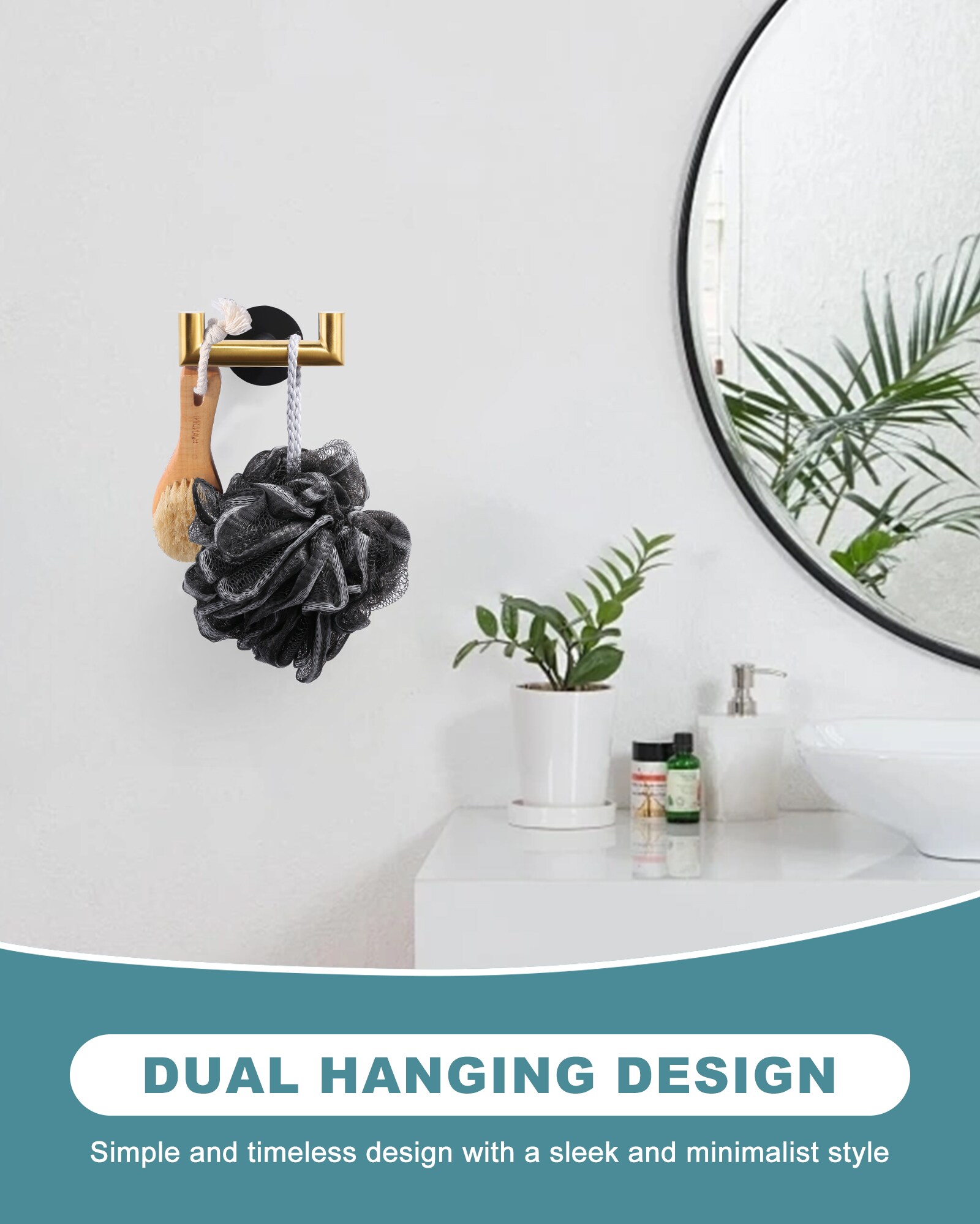 Percha de pared para toallas WOWOW Negra y Dorada de un solo gancho