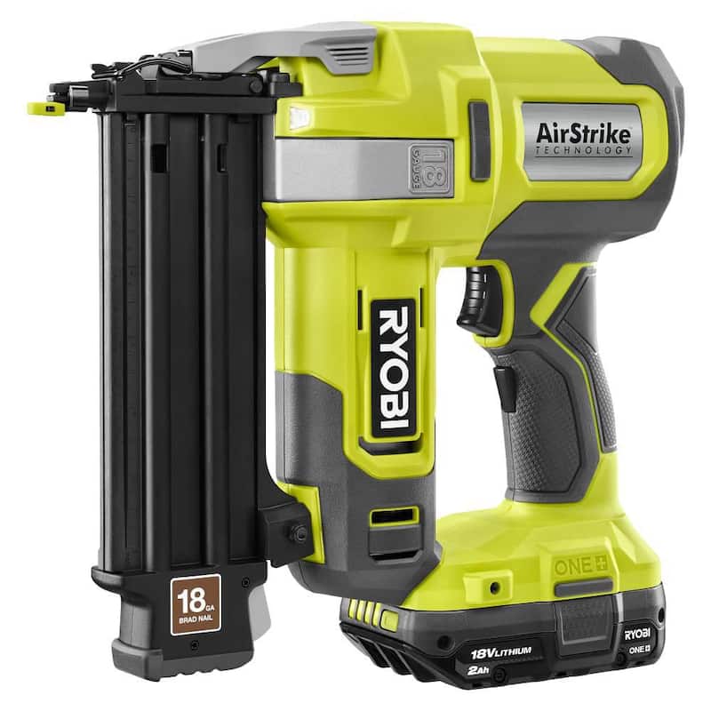 RYOBI ONE+ 18V 18-Gauge Clavadora de Brad AirStrike inalámbrica Kit con batería de 2.0 Ah y cargador - P321K2