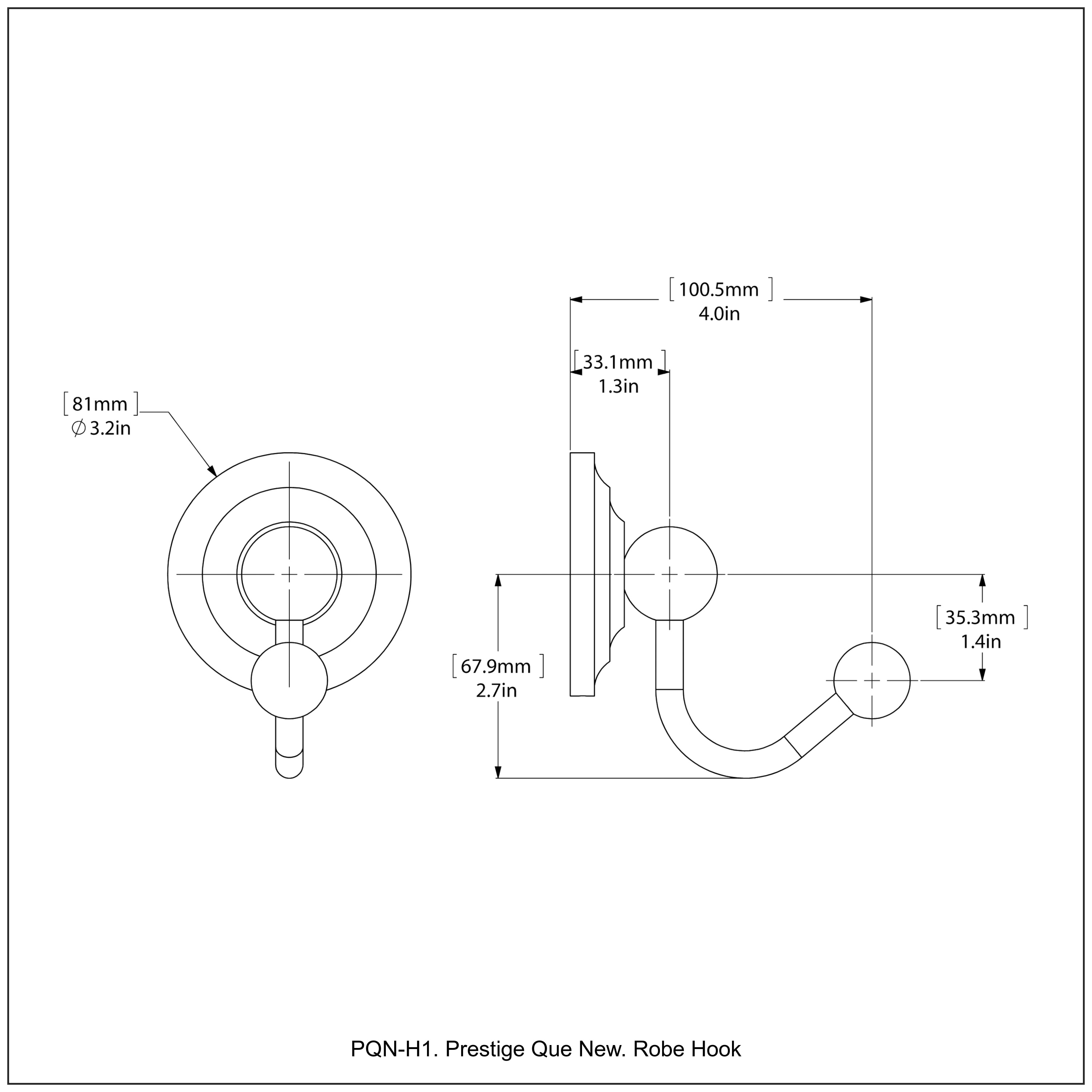 Colgador de toalla de pared individual en negro mate Prestige Que-New de Allied Brass PQN-H1-BKM.