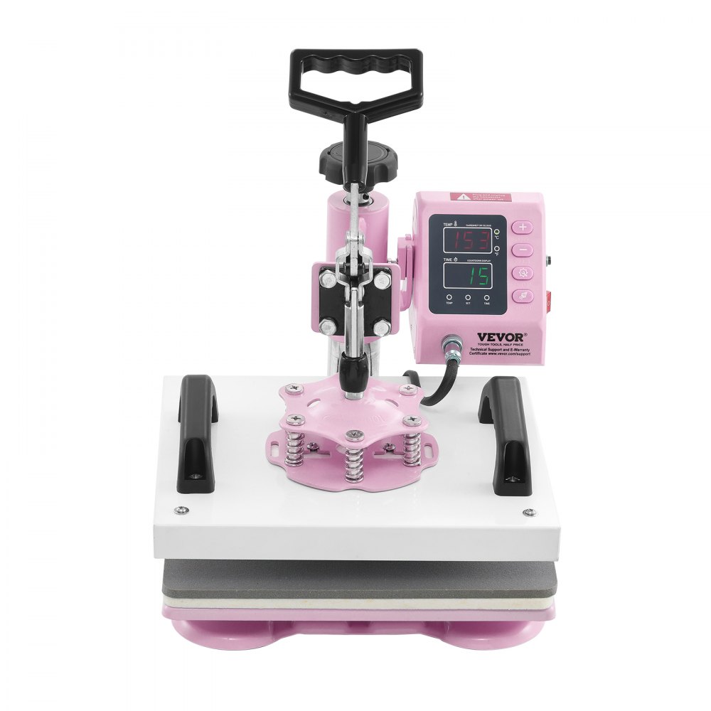 VEVOR Heat Press Machine 12x10in Heat Transfer Machine for T-Shirts Press Pink - YTSTHJBJF121030U8V1