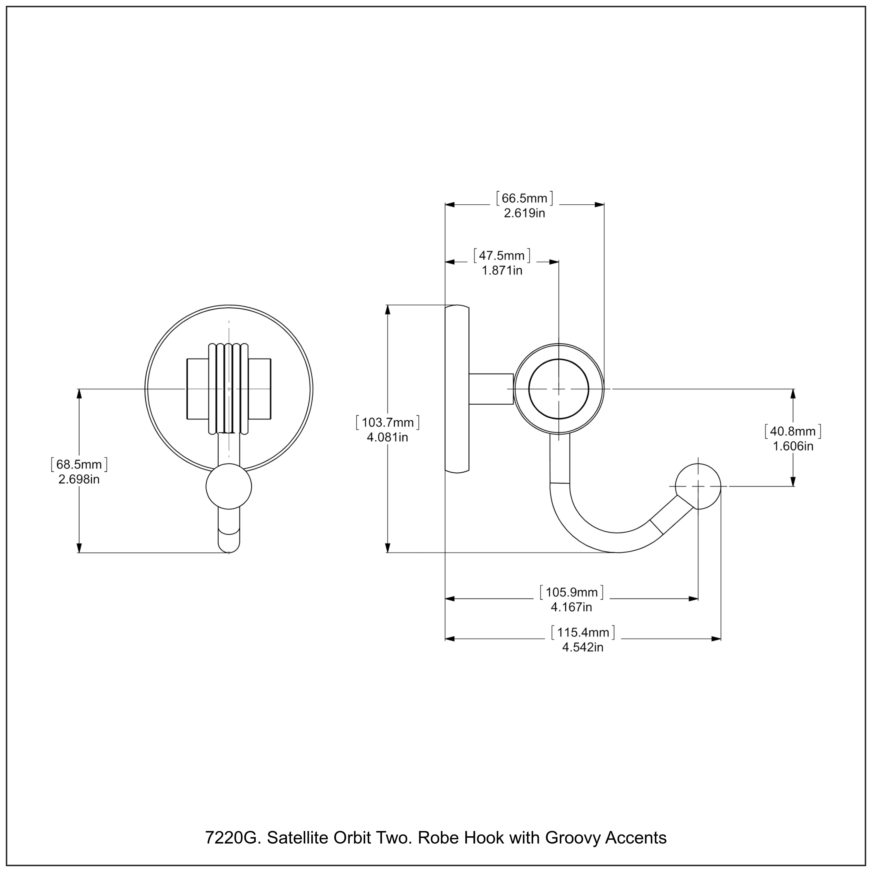 Colgador de Toallas de Pared de Bronce Cepillado Allied Brass Satellite Orbit Two de Un Solo Gancho 7220G-BBR