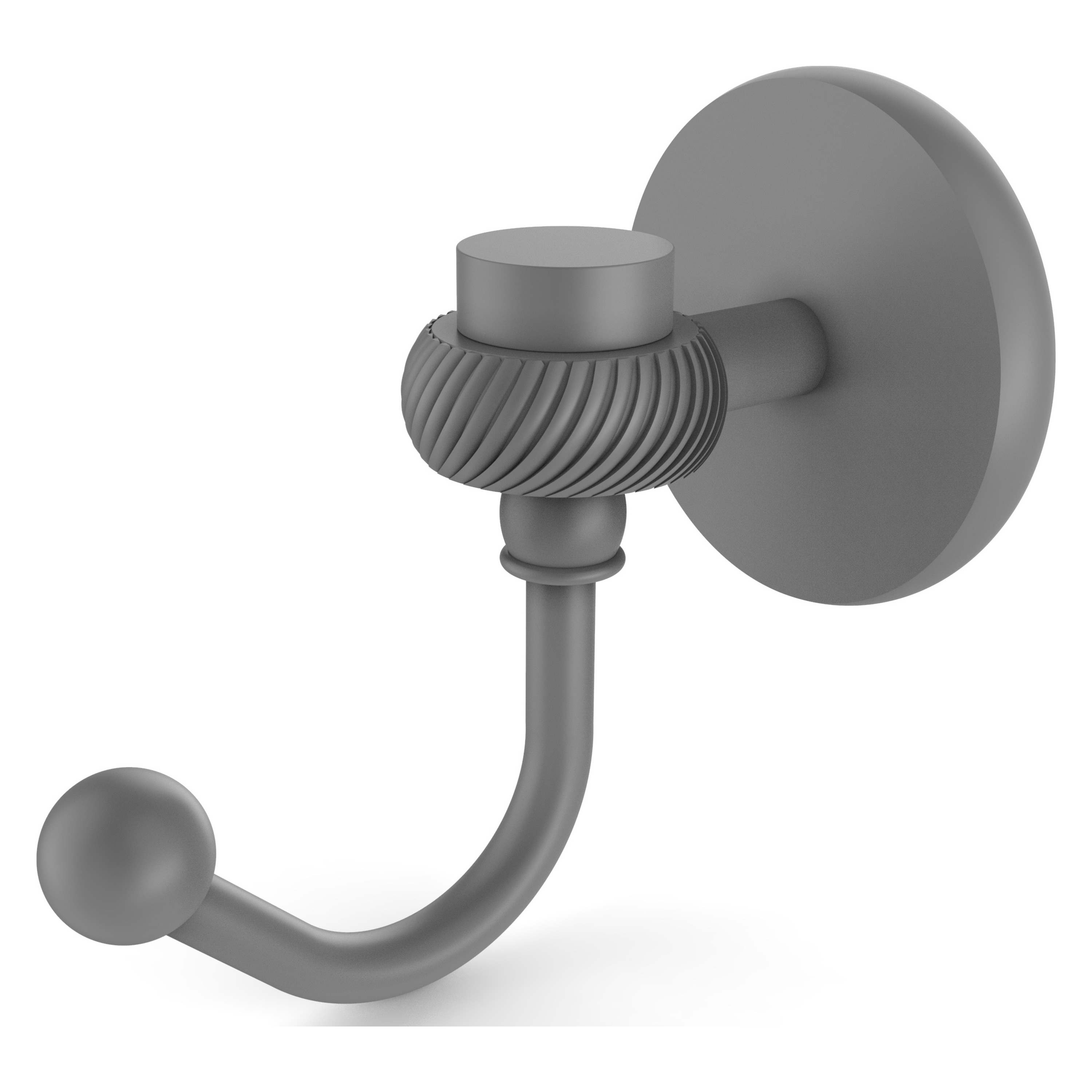 Colgador de toalla de pared individual con gancho en tono gris mate Allied Brass Satellite Orbit One 7120T-GYM