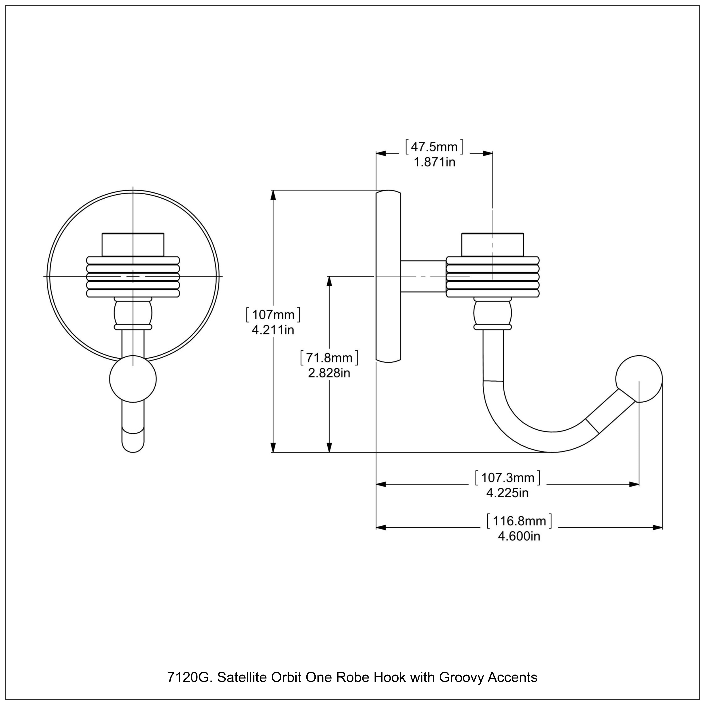 Percha de baño de pared individual en latón pulido Allied Brass Satellite Orbit One