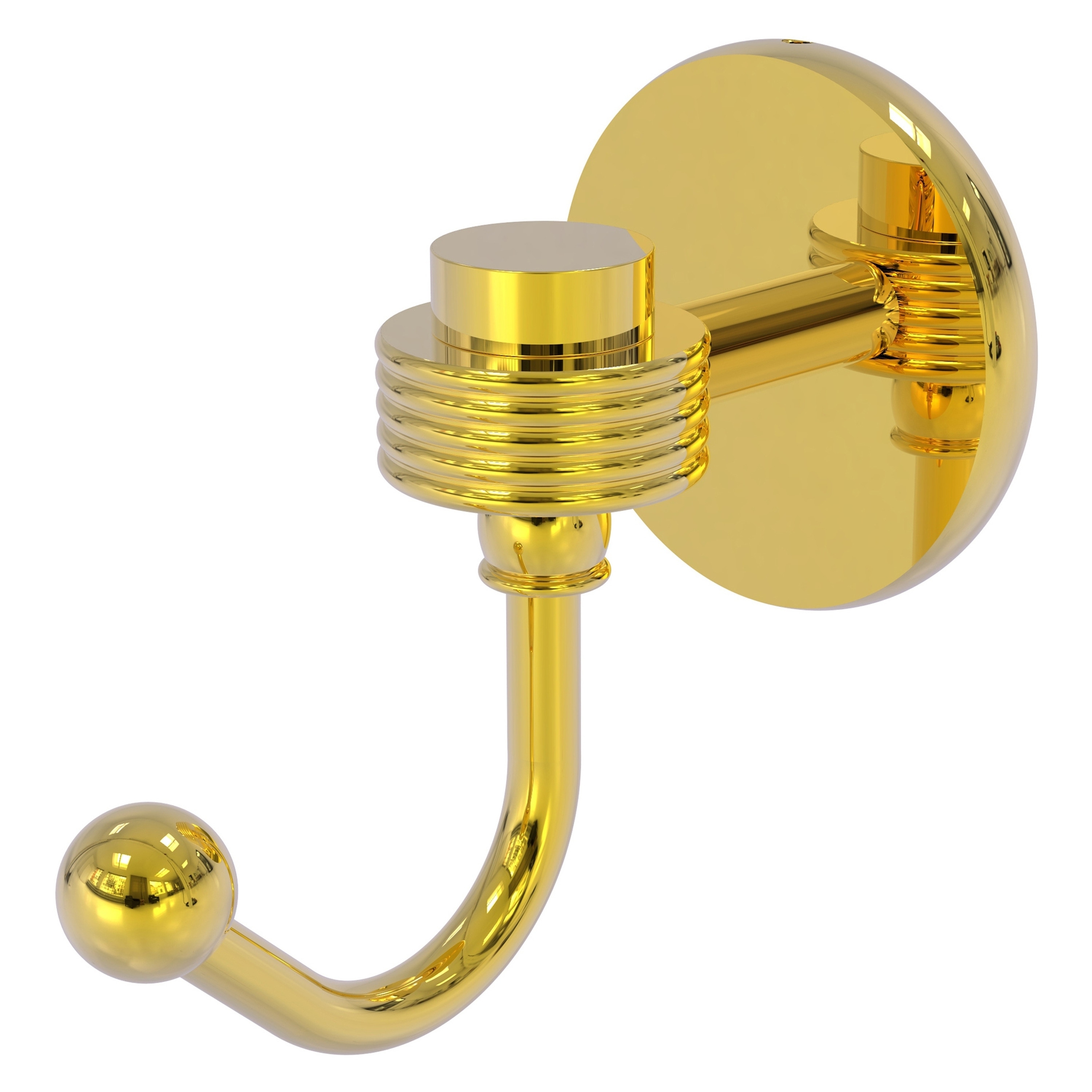 Percha de baño de pared individual en latón pulido Allied Brass Satellite Orbit One