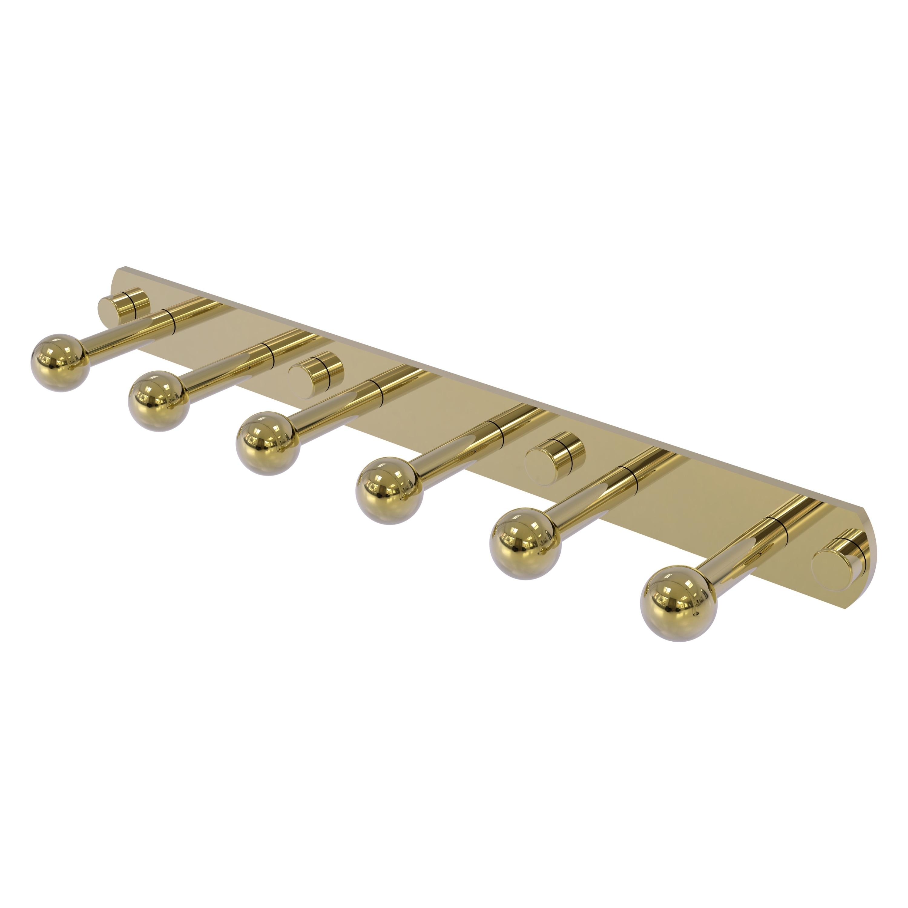 Percha de toalla para montaje en pared de 6 ganchos de latón sin laca de la línea Prestige Skyline de Allied Brass (P1000-20-6-UNL)