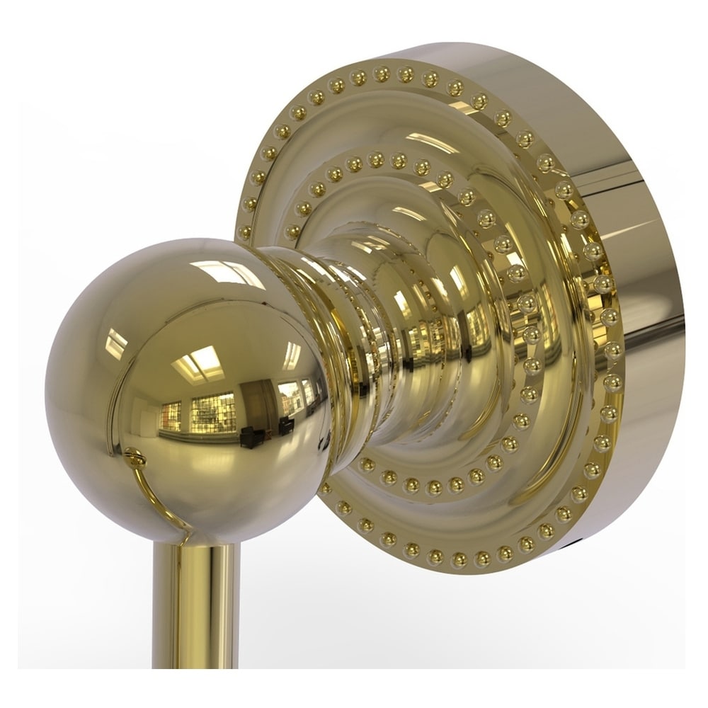 Gancho para toallas de montaje en pared de latón sin lacar Allied Brass Dottingham de un solo gancho.