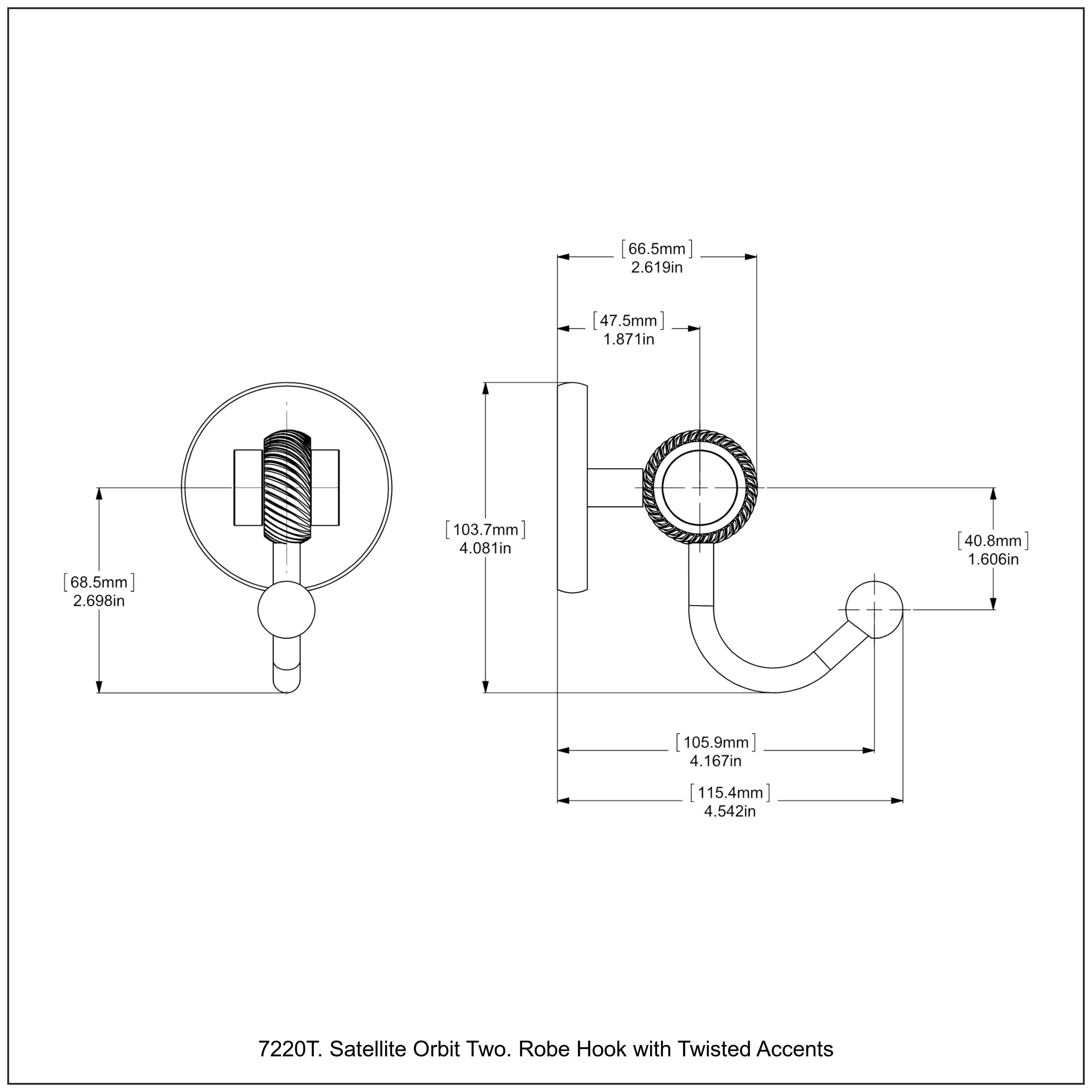 Percha de Toalla Montada en Pared de Latón sin Lacar de Satellite Orbit Two Allied Brass