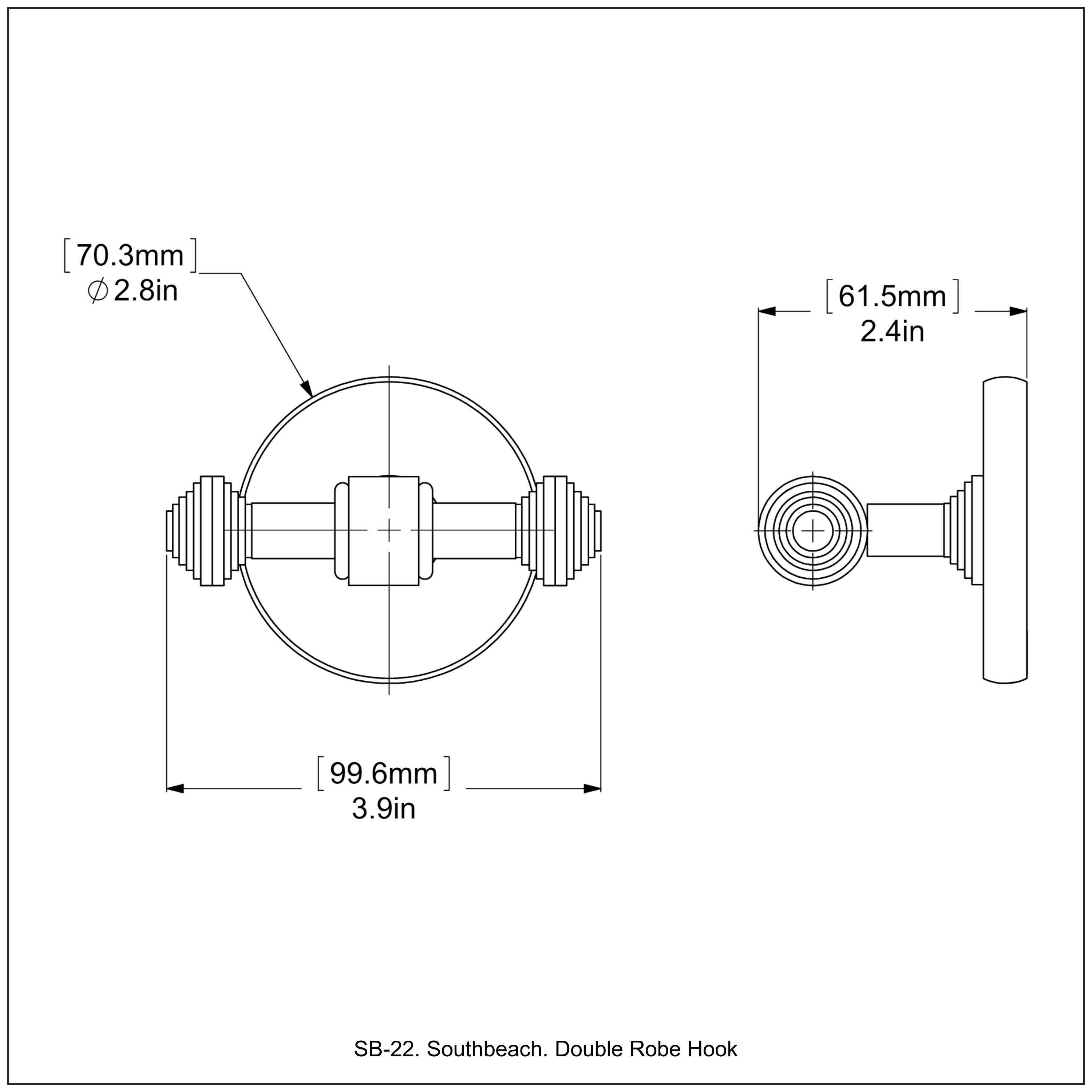 Gancho doble de montaje en pared con acabado en latón antiguo Southbeach de Allied Brass - SB-22-ABR