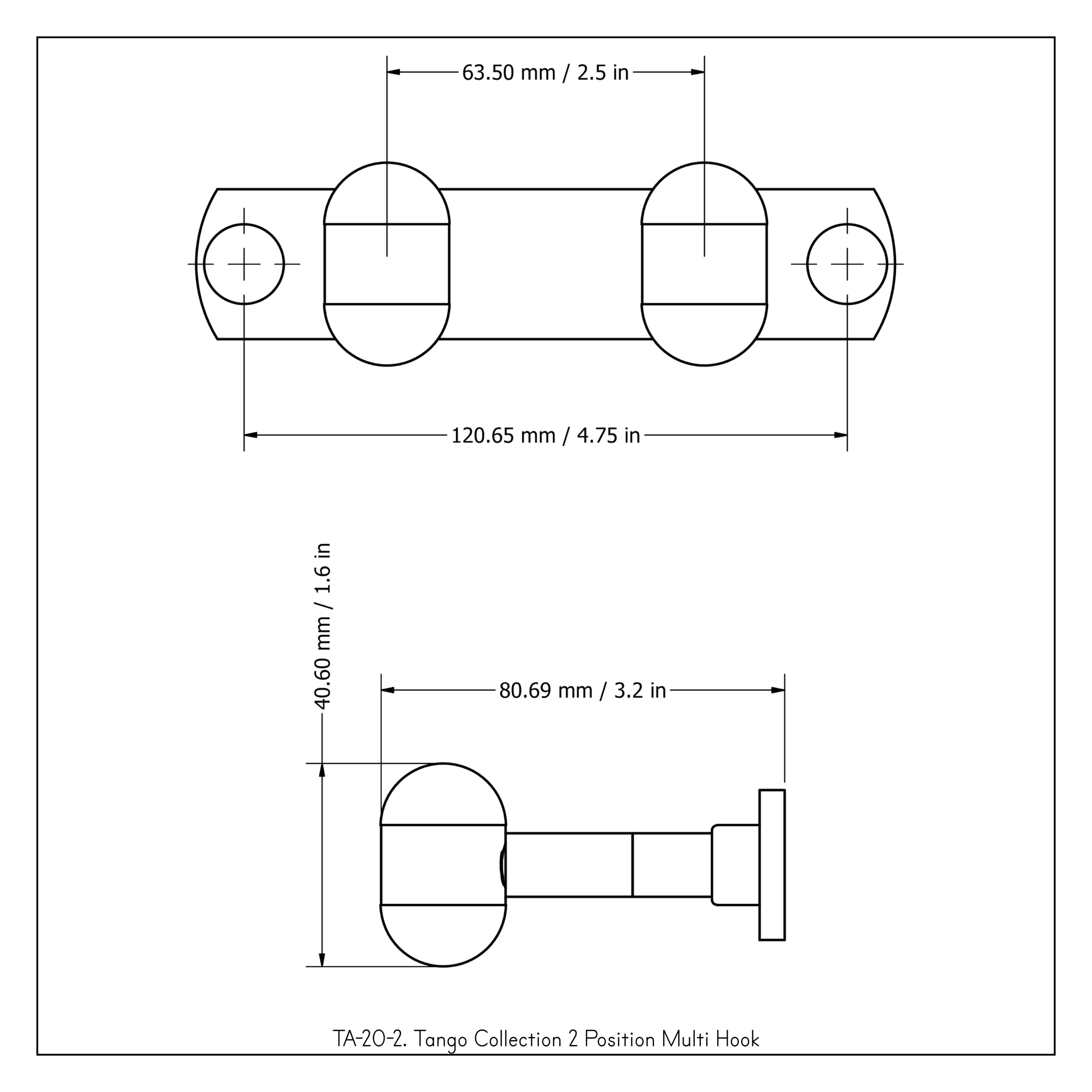 Gancho de Toalla de Pared Doble en Pewter Antiguo Tango de Brass Allied TA-20-2-PEW