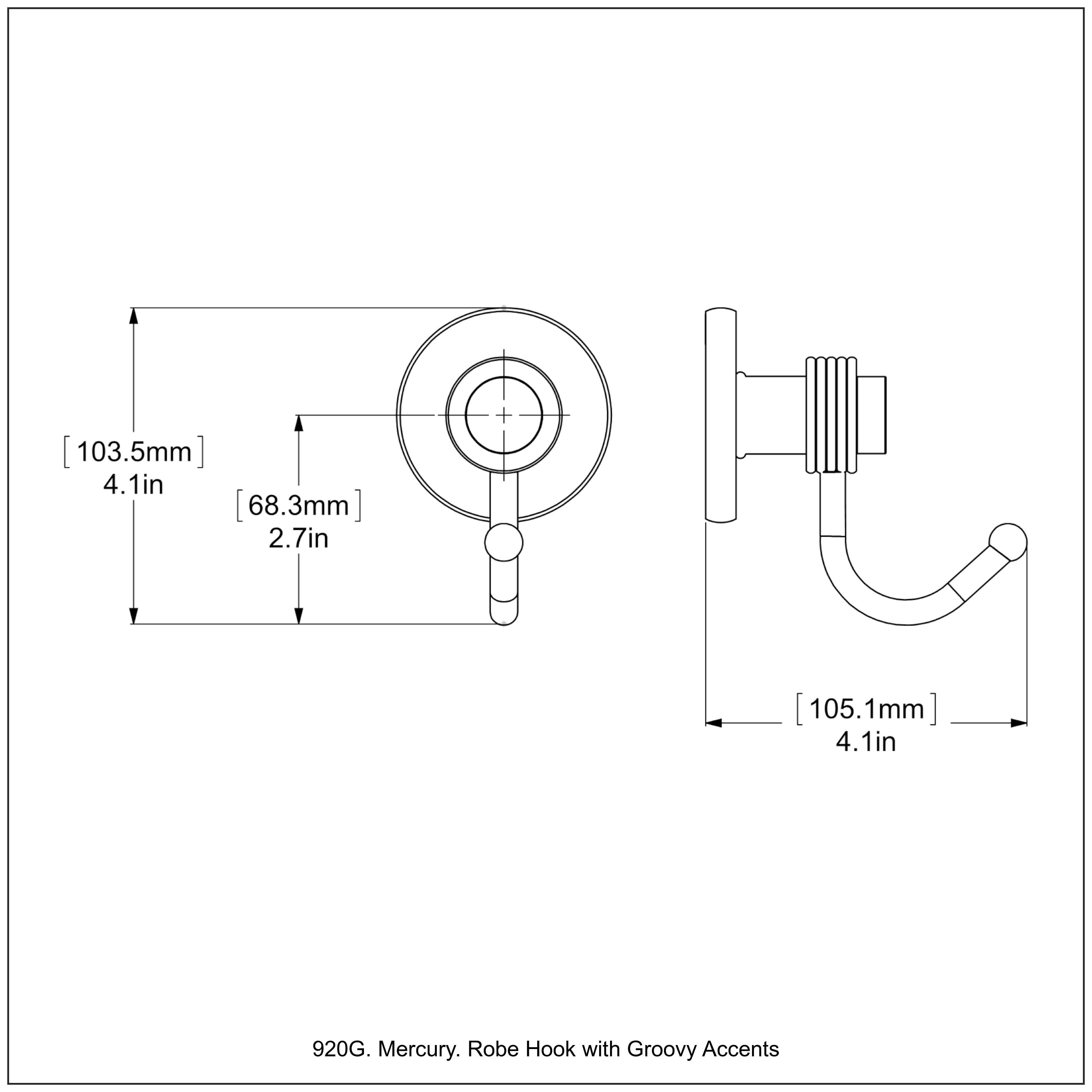 Percha de toalla de montaje en pared de una única percha de níquel pulido Mercury de Allied Brass 920G-PNI