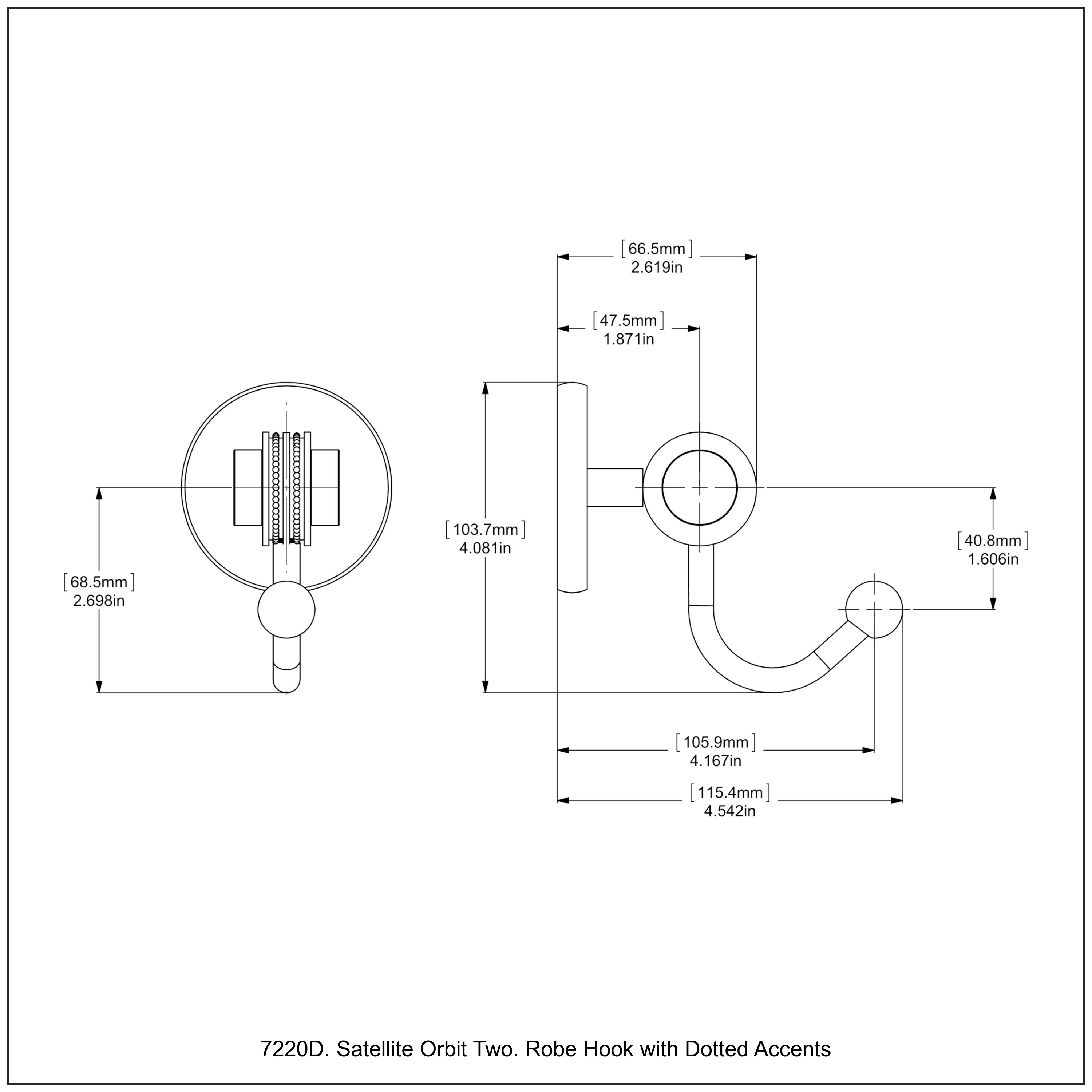 Colgador de toallas de pared de una sola percha de latón envejecido marca Allied Brass Satellite Orbit Two