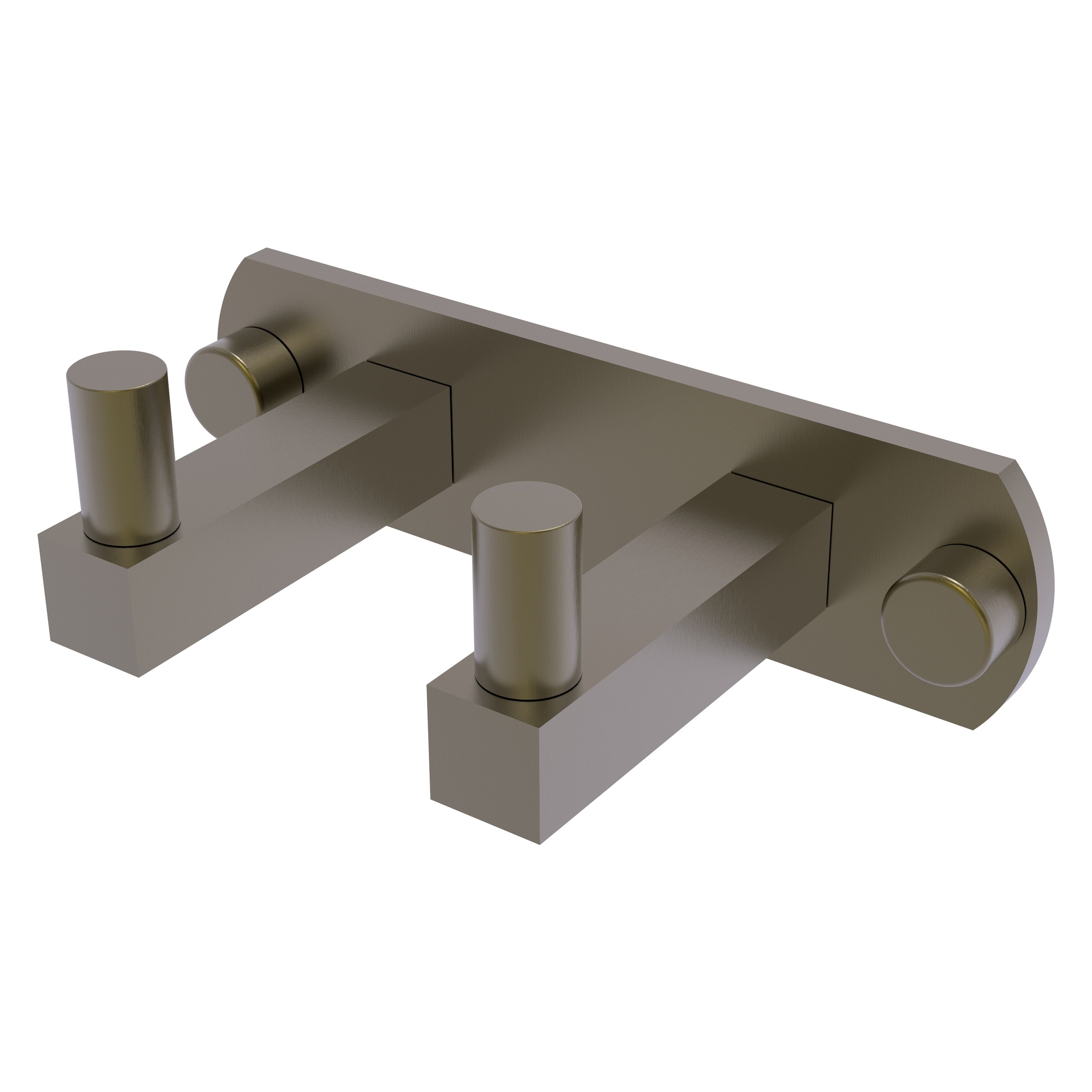 Colgador de toallas de doble gancho montado en la pared de latón antiguo Montero de Allied Brass en acabado bronce antiguo