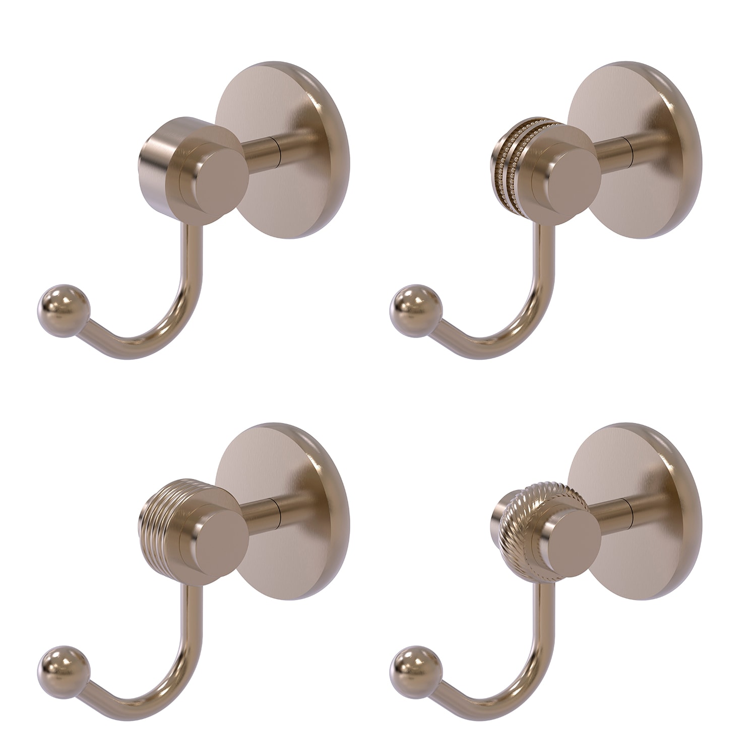 Gancho para toalla de montaje en pared de una sola perilla en latón envejecido - Allied Brass Satellite Orbit Two