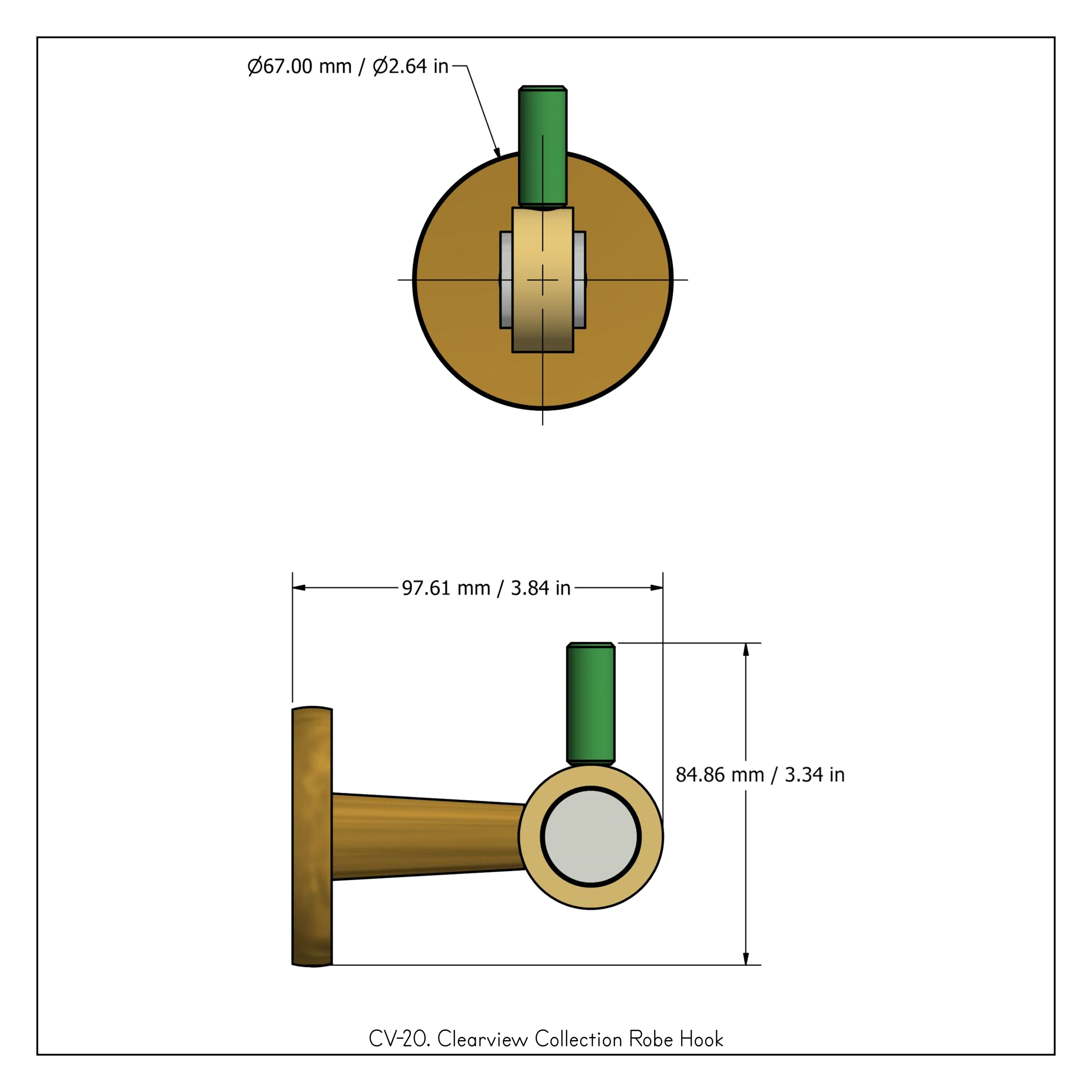 Colgador de Toallas de Pared de Bronce Antiguo Allied Brass Clearview - Gancho Único