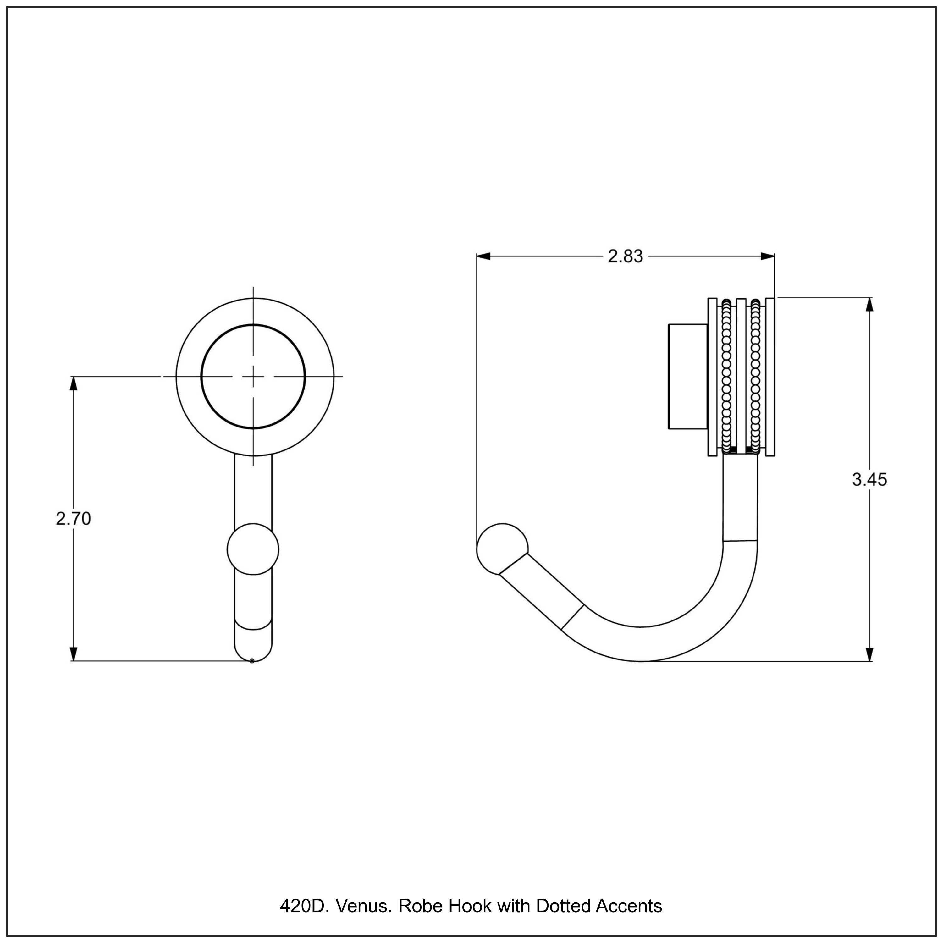Colgador de Toallas de Pared de Níquel Pulido con Gancho Individual "Venus" de Brass.