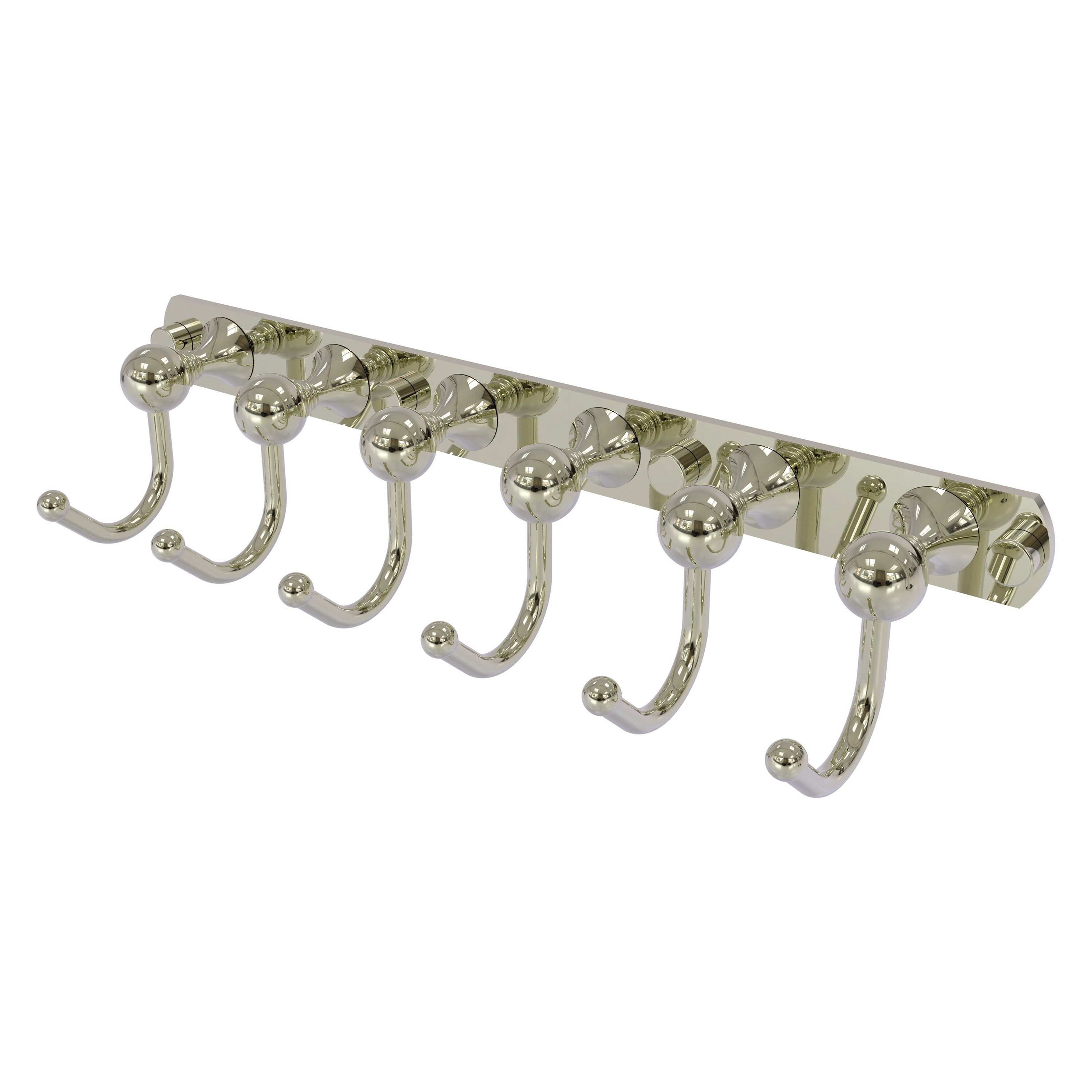 Gancho de pared con 6 ganchos de toalla de níquel pulido Shadwell Allied Brass