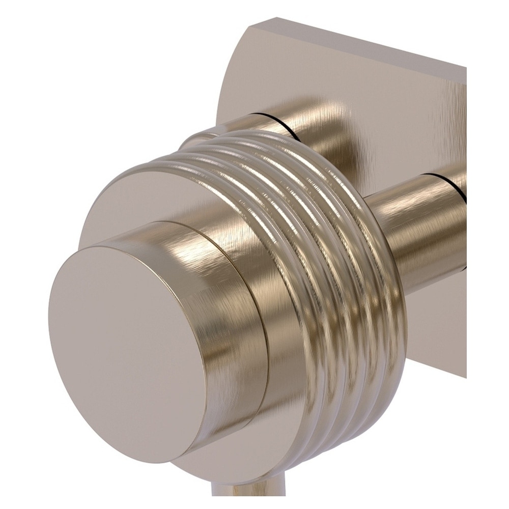 Colgador de toallas de doble gancho de montaje en pared en peltre antiguo de la serie Mercury de Allied Brass