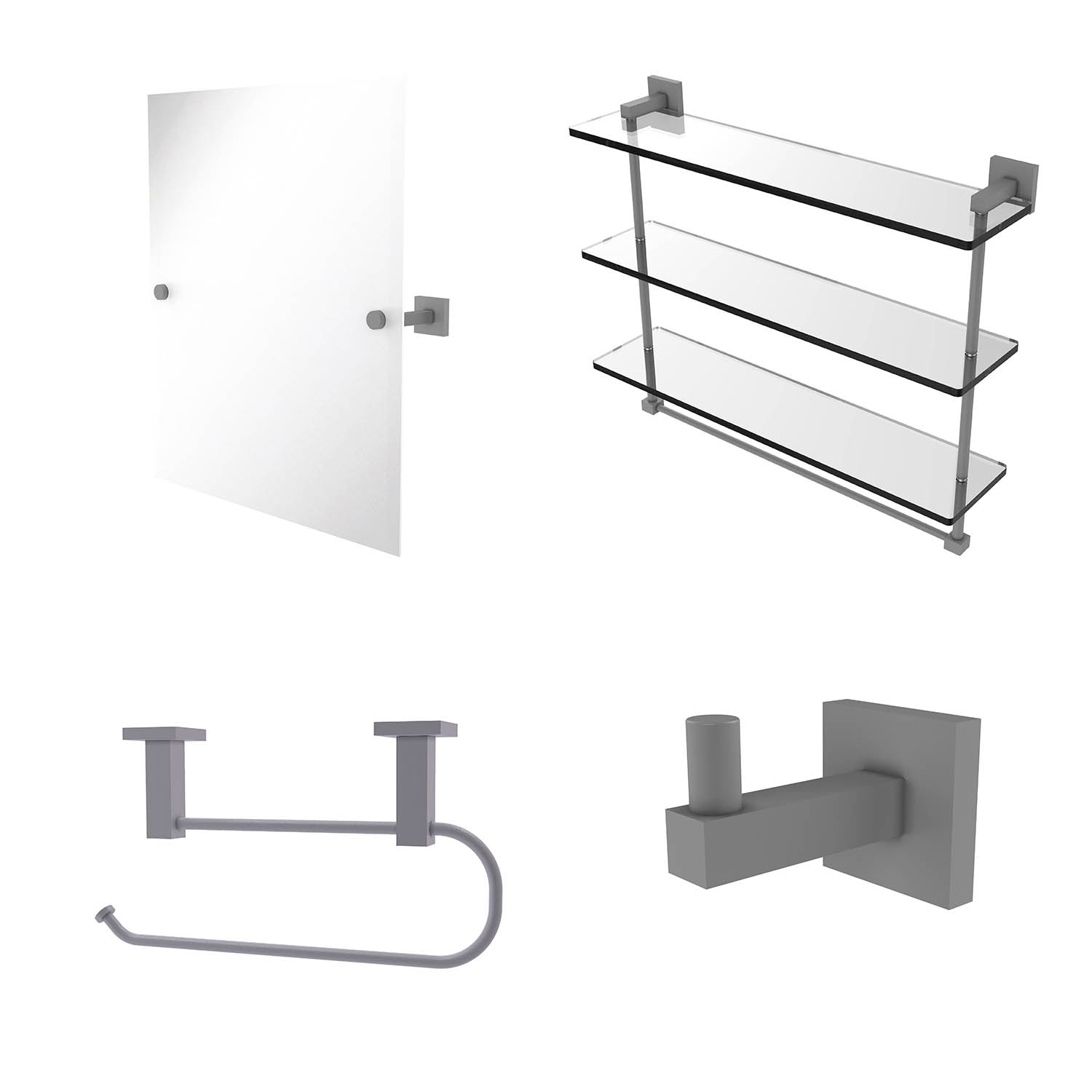 Colgador de toalla de montaje en pared de un solo gancho en gris mate Allied Brass Montero MT-20-GYM