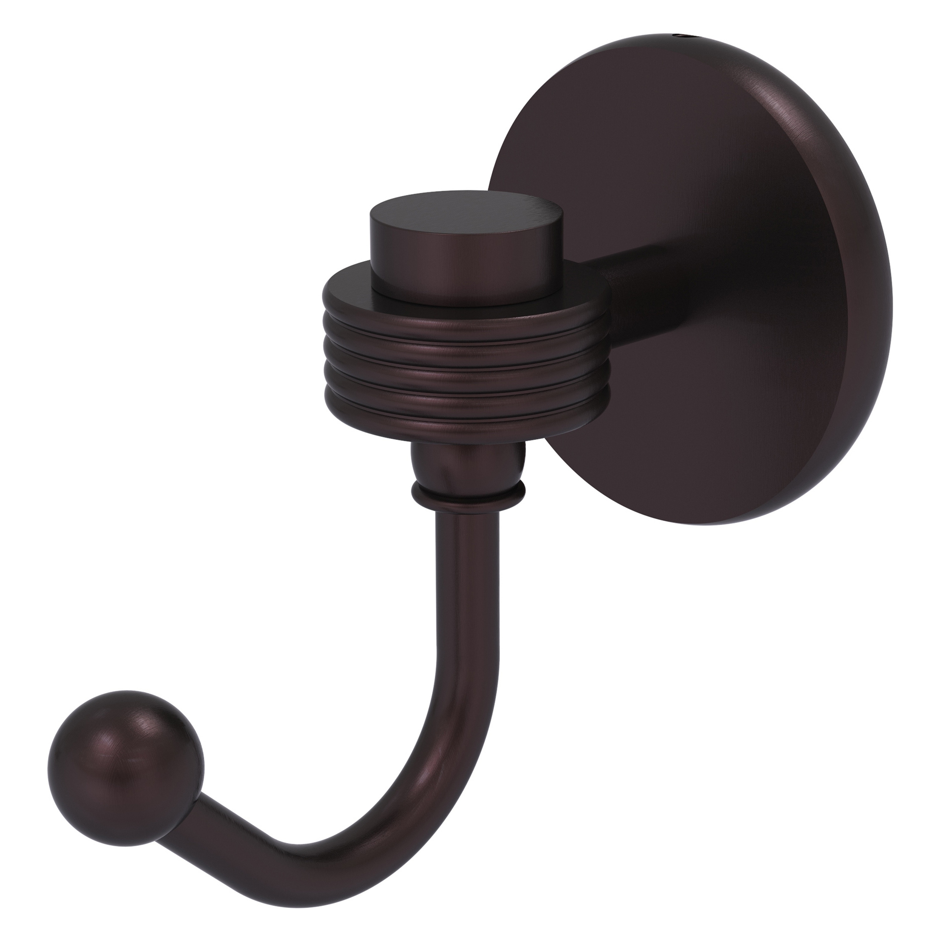 Percha de toalla de montaje en pared de un solo gancho de bronce antiguo Satellite Orbit One de Allied Brass