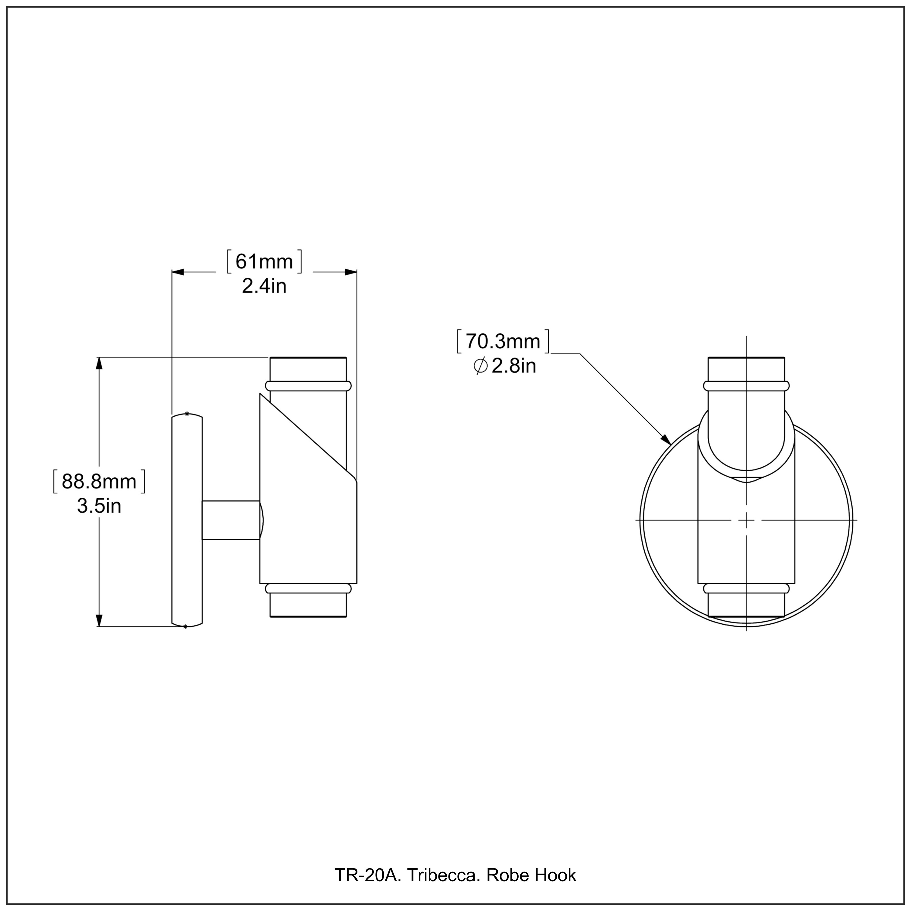 Gancho para toalla de montaje en pared de una sola percha en cromo pulido Tribecca de Brass Tribecca TR-20A-PC