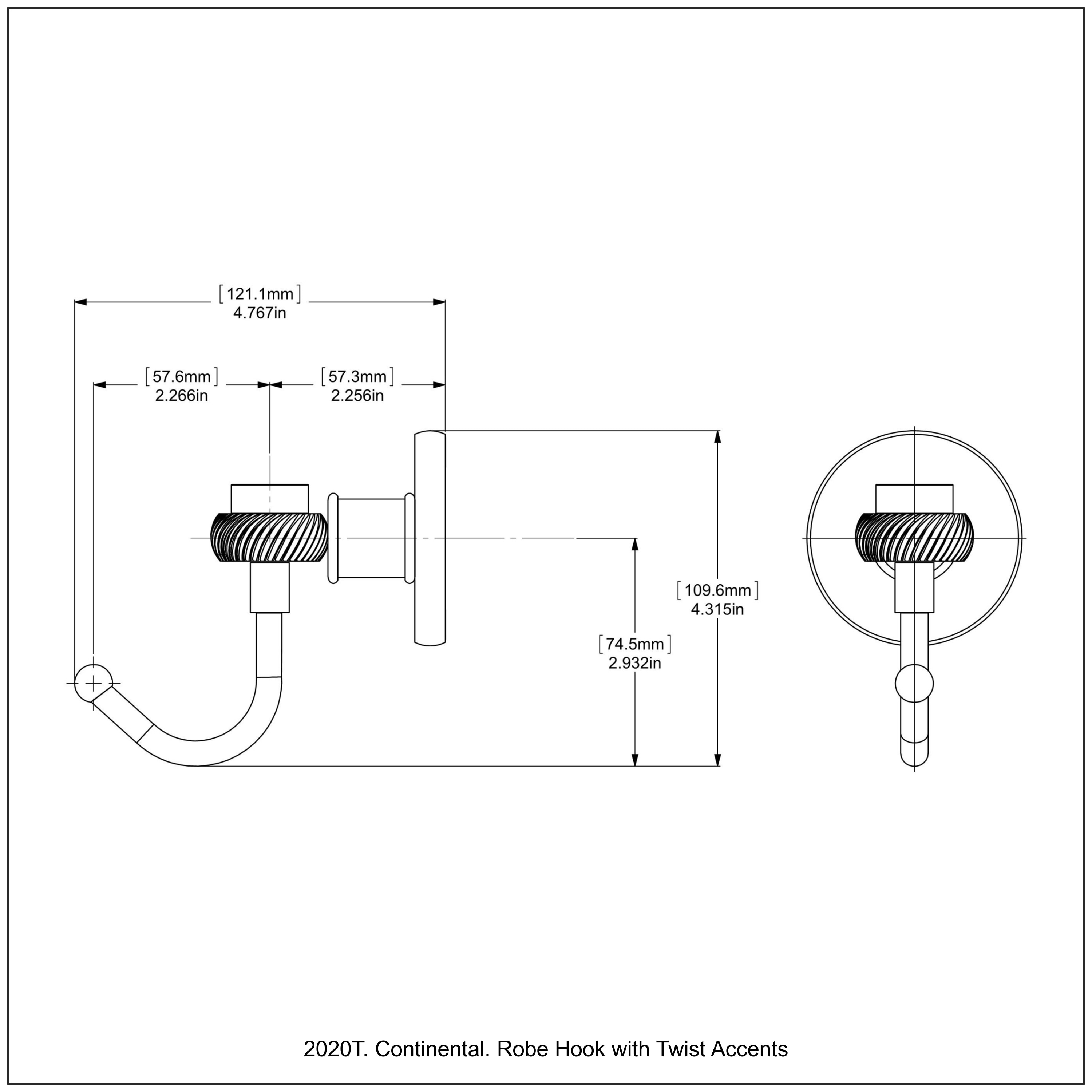 Toallero de Pared con Gancho Único en Negro Mate de la Serie Continental de Allied Brass