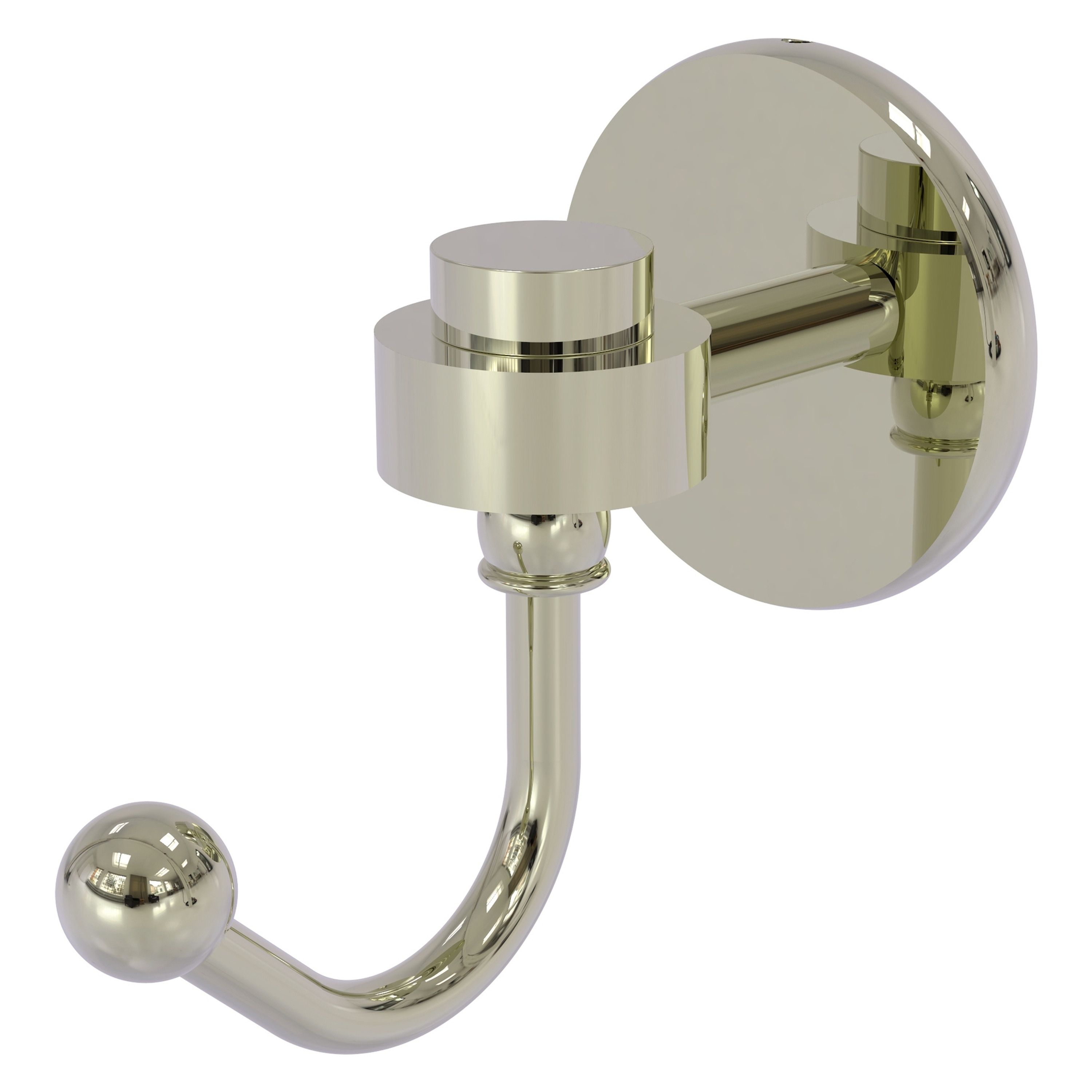 Percha de Toalla de Pared de Níquel Pulido con Un Solo Gancho Allied Brass Satellite Orbit One 7120-PNI