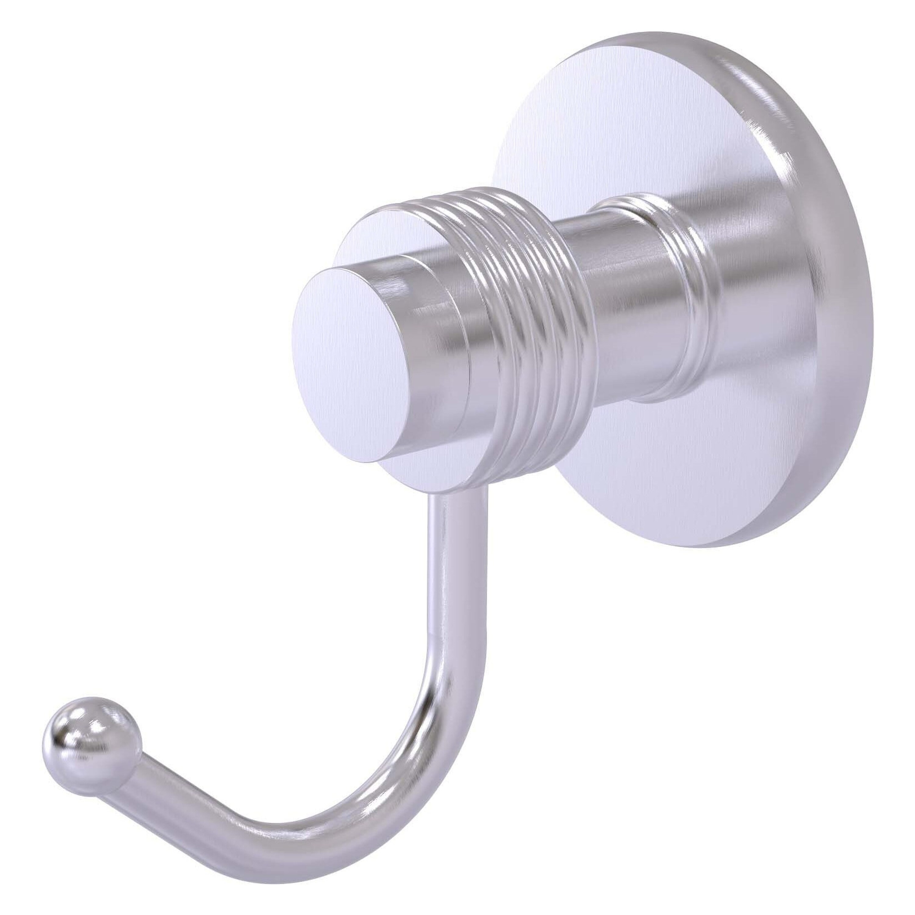 Colgador de toallas de pared de un solo gancho en cromo satinado Mercurio de Brass Allied