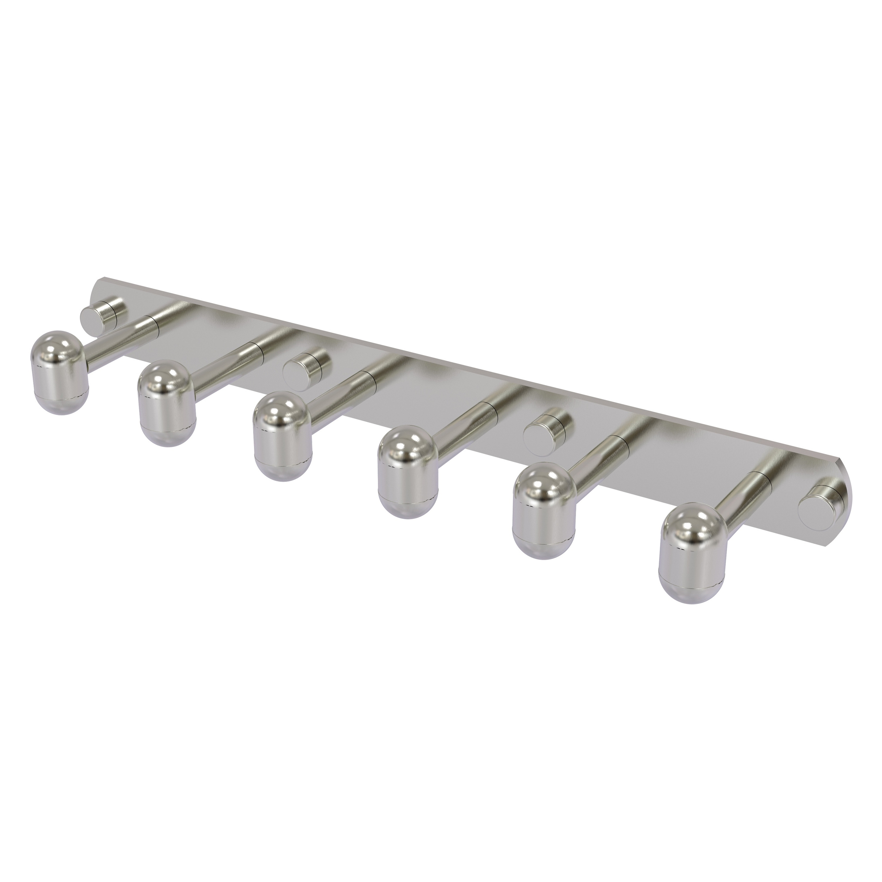 Gancho de toalla de montaje en pared de 6 ganchos de níquel satinado Tango Allied Brass TA-20-6-SN